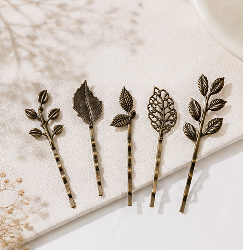 Vintage Style Leaf Hair Clip Set