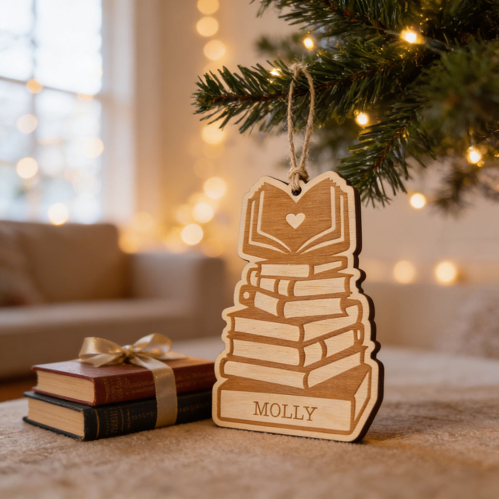 Book Christmas Ornament, book lover ornament, custom book ornament for book club gifts, Unique Personalized Holiday Gift, Reader Gifts