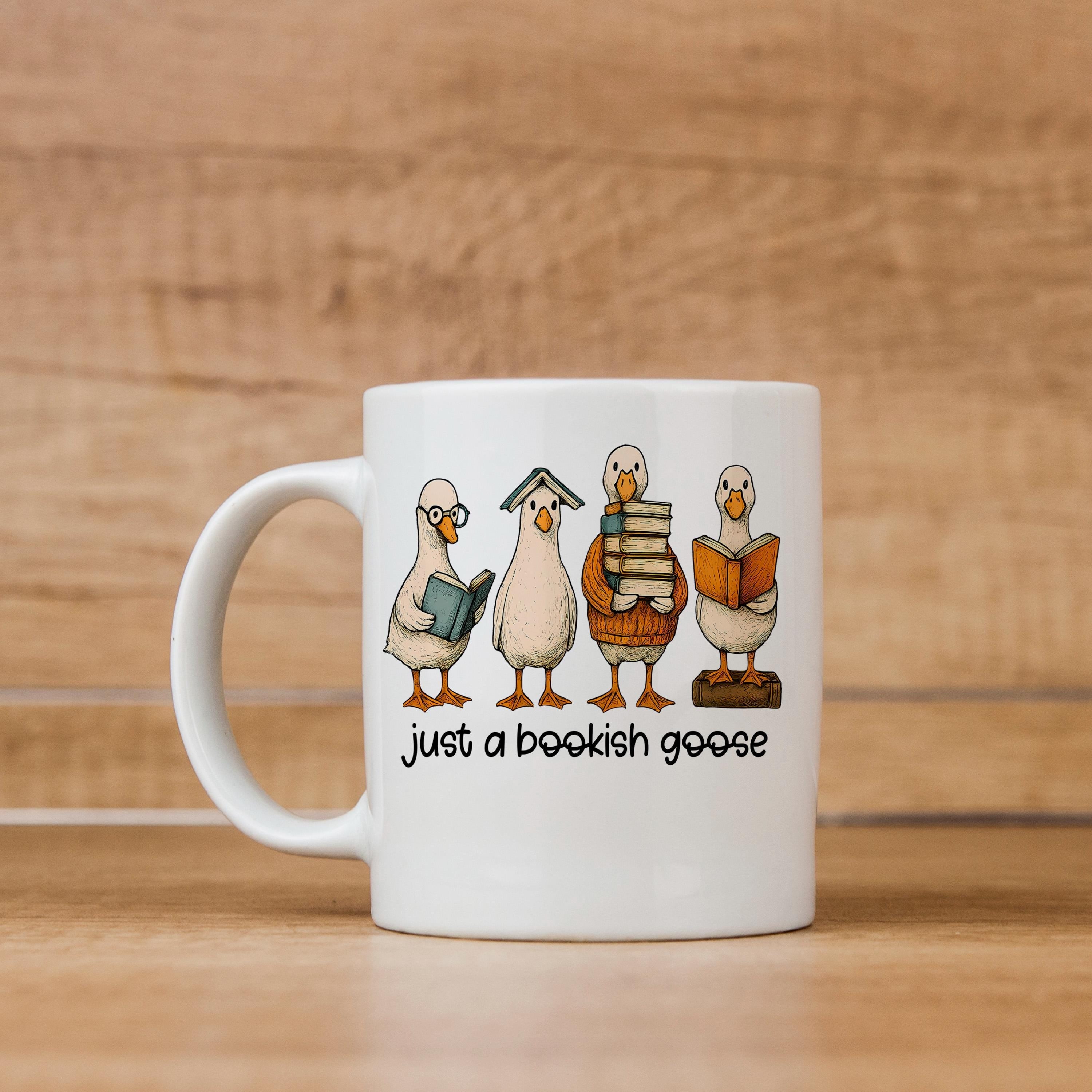 Bookish Goose Coffee Mug - Funny Book Lover Gift | Quirky Ceramic 11 oz or 15 oz