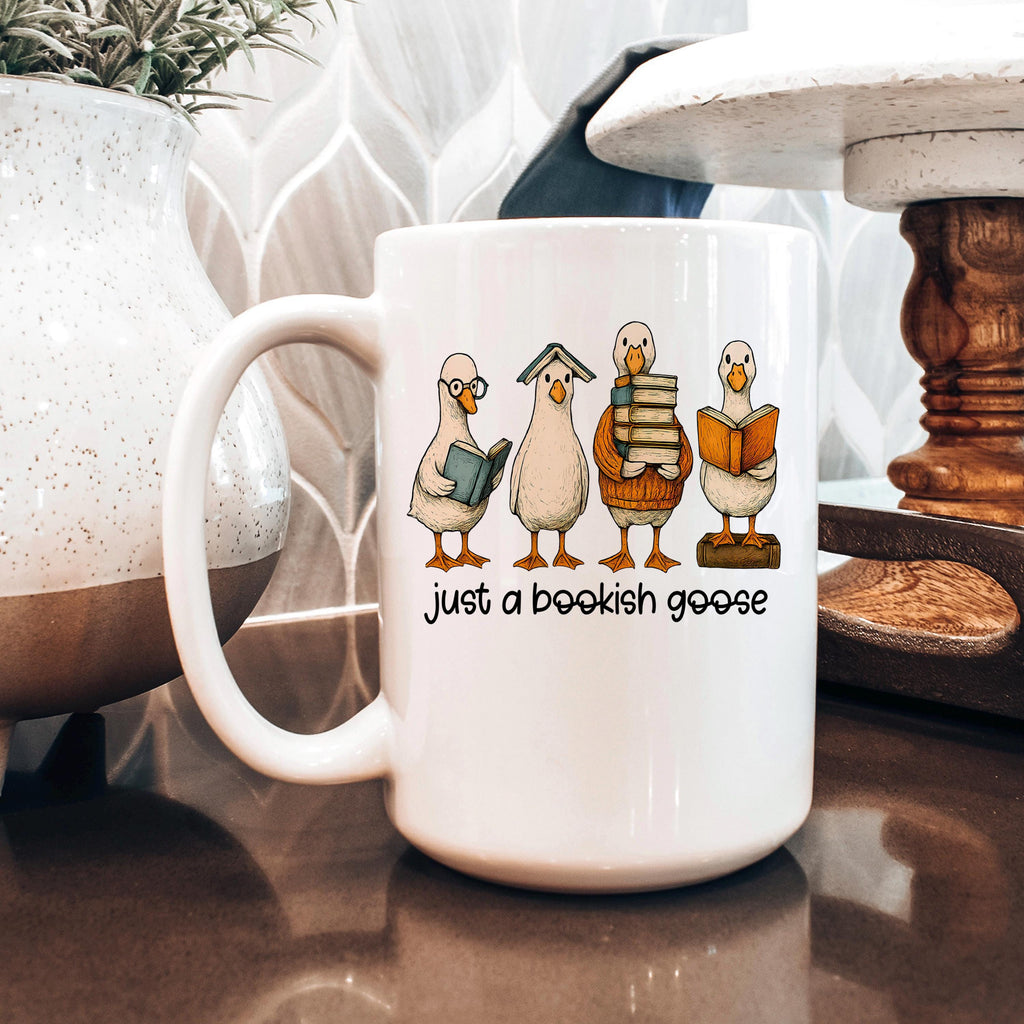 Bookish Goose Coffee Mug - Funny Book Lover Gift | Quirky Ceramic 11 oz or 15 oz