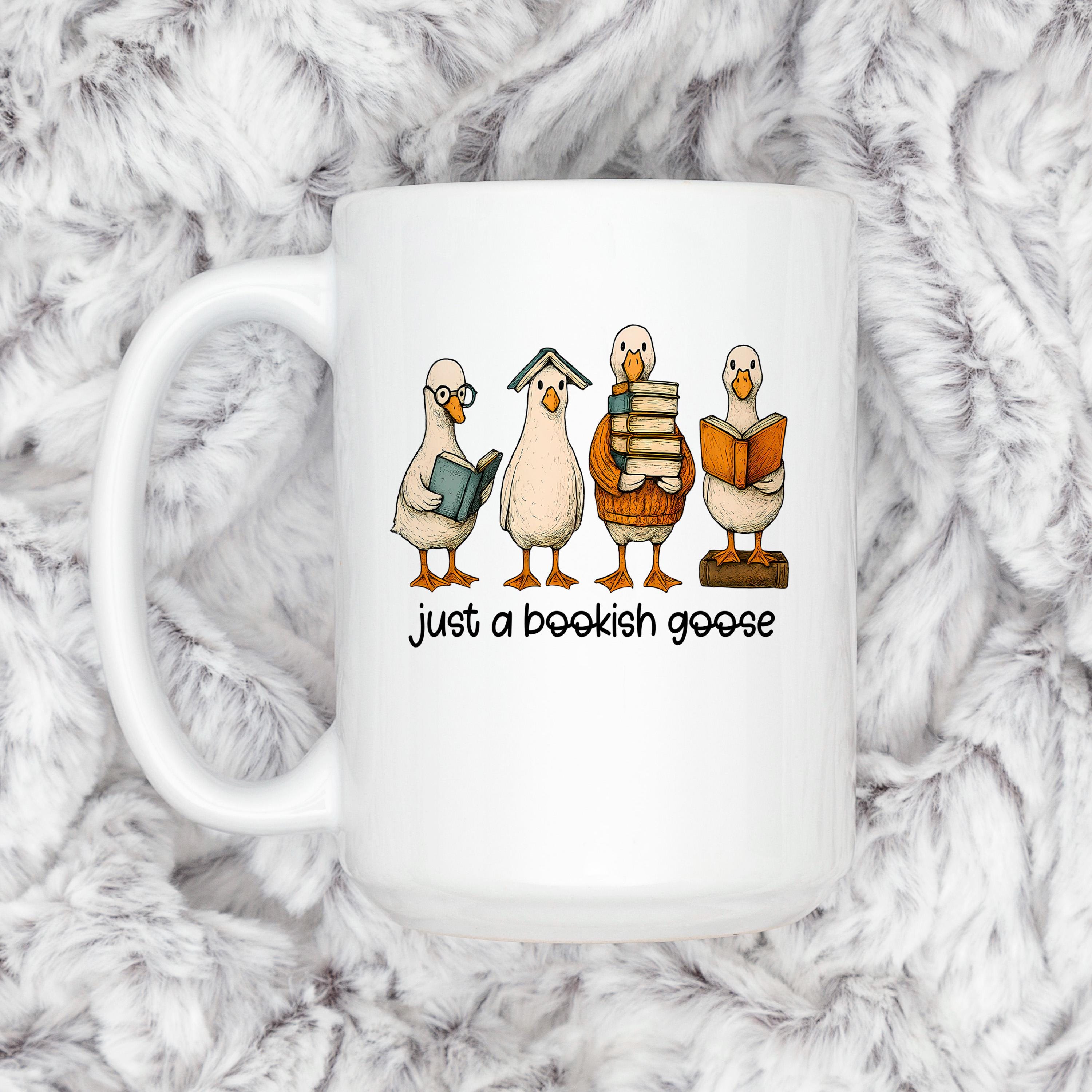 Bookish Goose Coffee Mug - Funny Book Lover Gift | Quirky Ceramic 11 oz or 15 oz