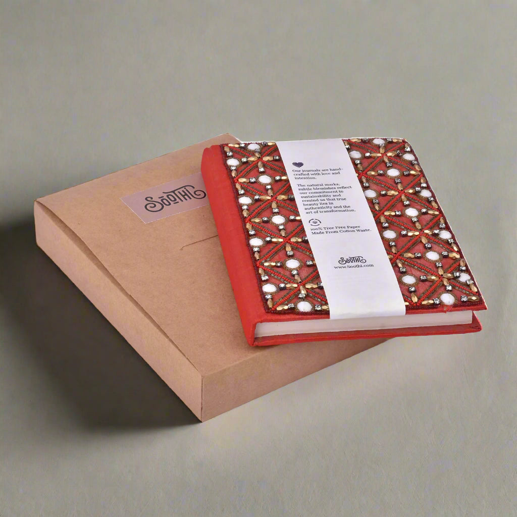 Exquisite Zari Hand-Embroidered Journal - A Royal Artistry 5x7 Keepsake