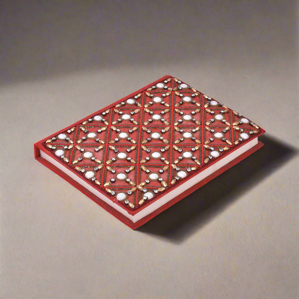 Exquisite Zari Hand-Embroidered Journal - A Royal Artistry 5x7 Keepsake