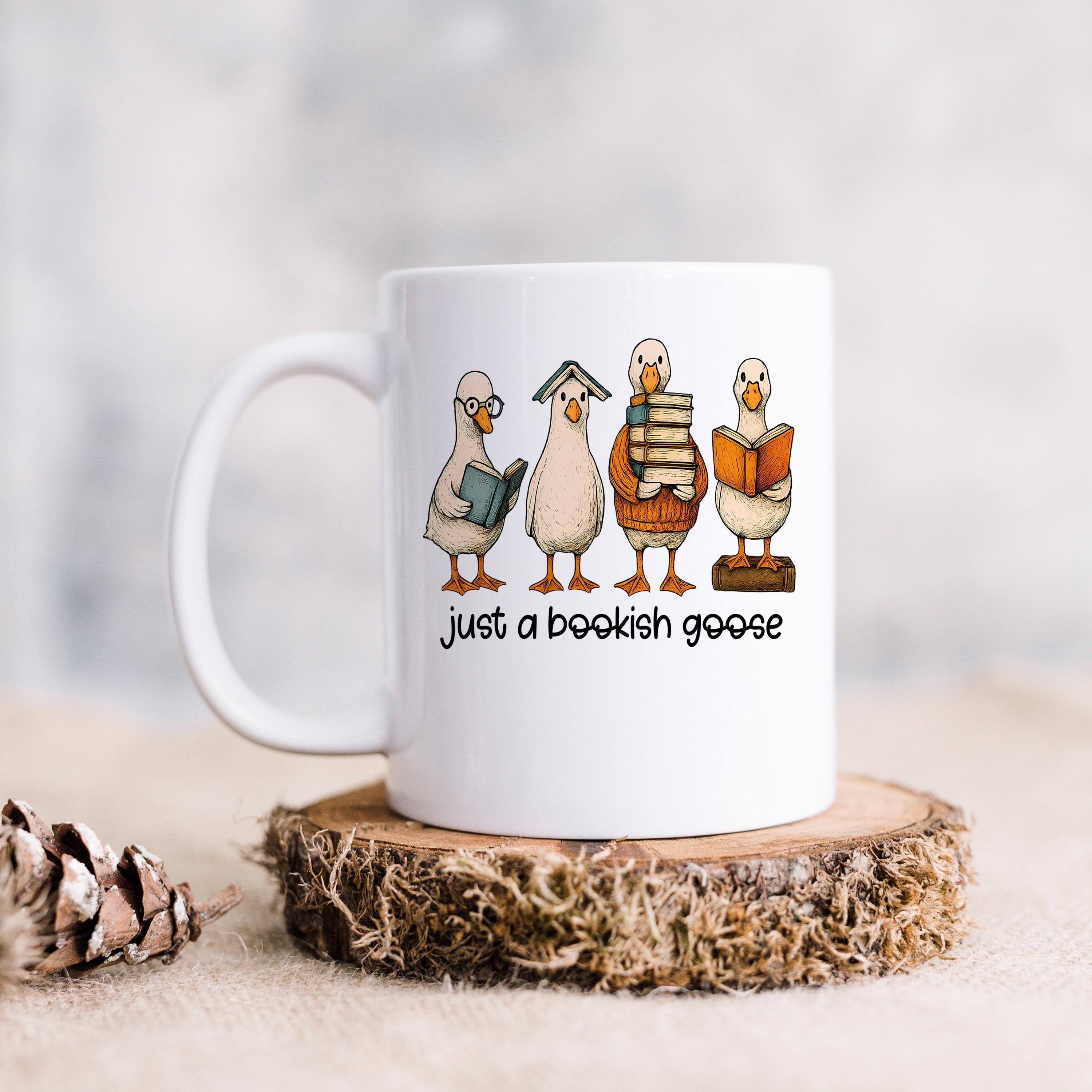Bookish Goose Coffee Mug - Funny Book Lover Gift | Quirky Ceramic 11 oz or 15 oz