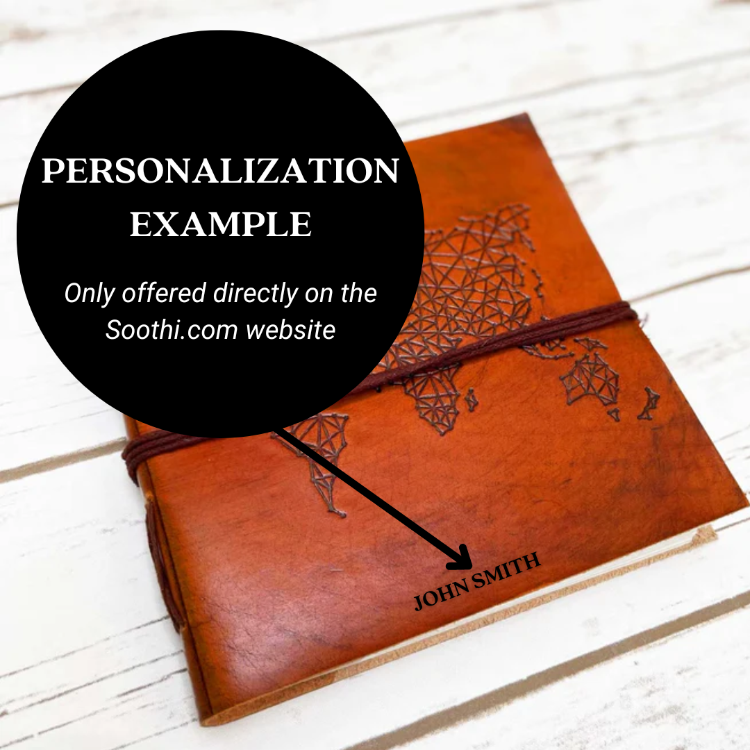 World Map 7x7 Leather Journal | Embossed Square Travel Diary