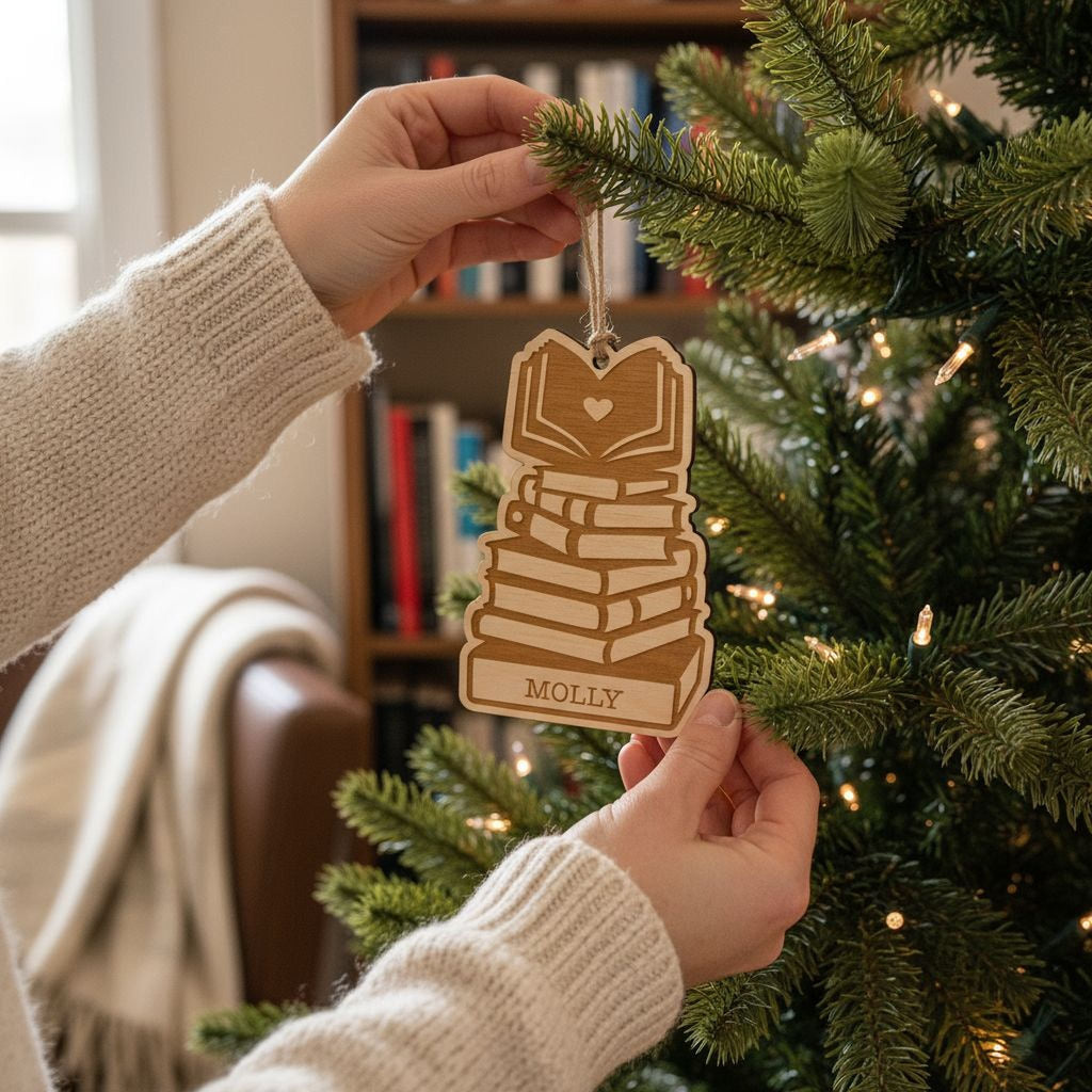 Book Christmas Ornament, book lover ornament, custom book ornament for book club gifts, Unique Personalized Holiday Gift, Reader Gifts