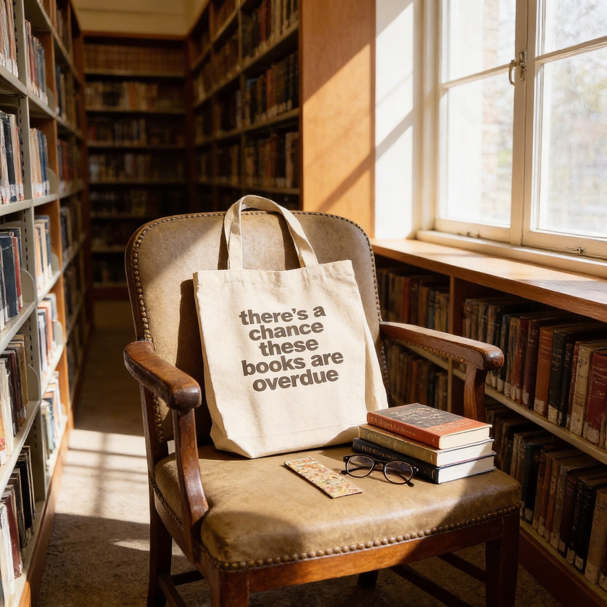 Book Bag, Overdue Library Books Funny Canvas Tote Bag