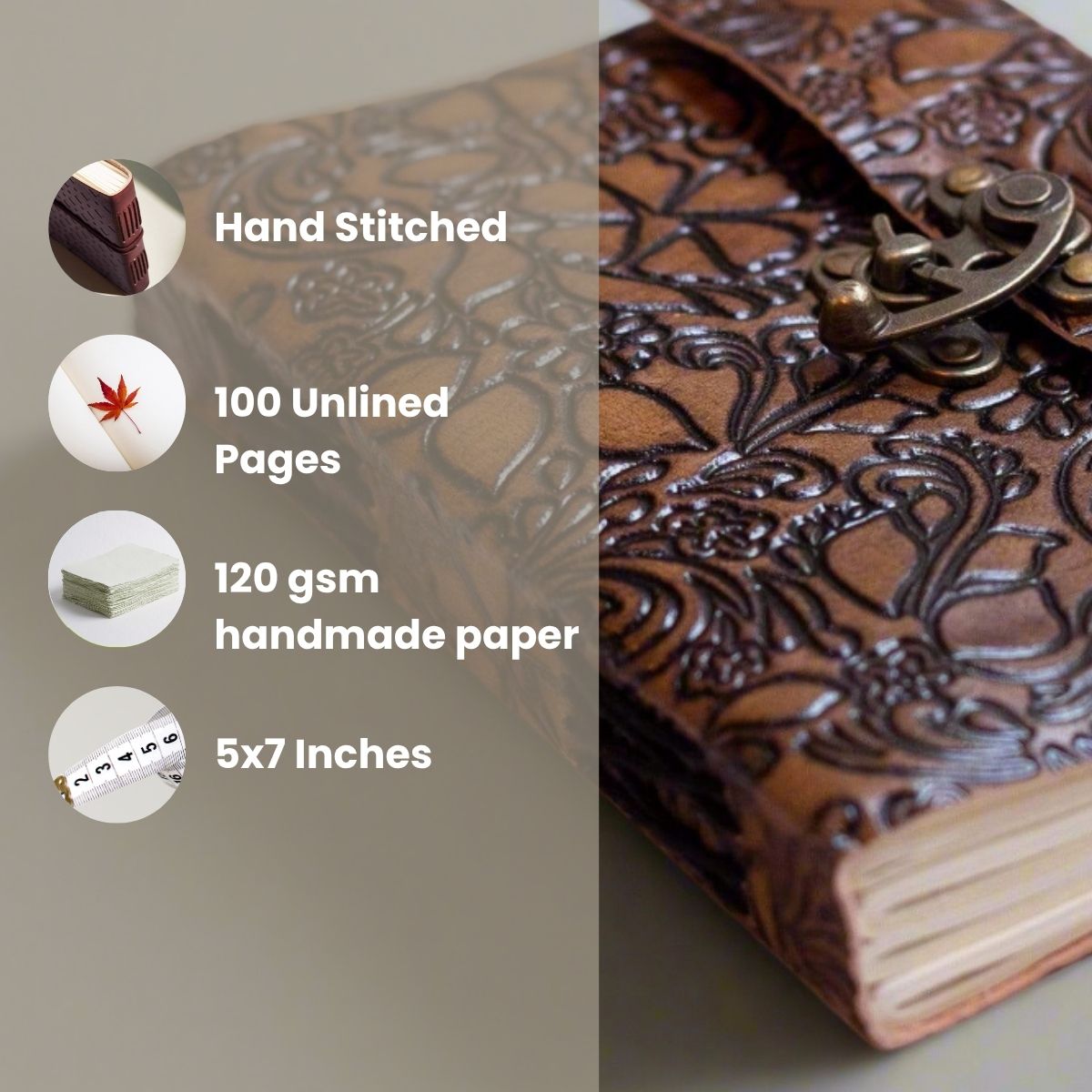Floral Embossed Latch Journal