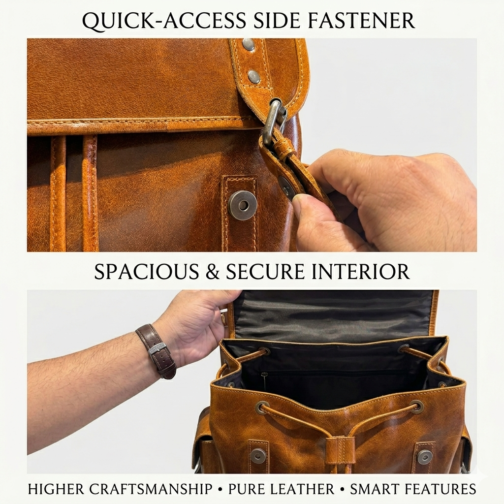 Earthen Leather Laptop Backpack, Luxury Leather