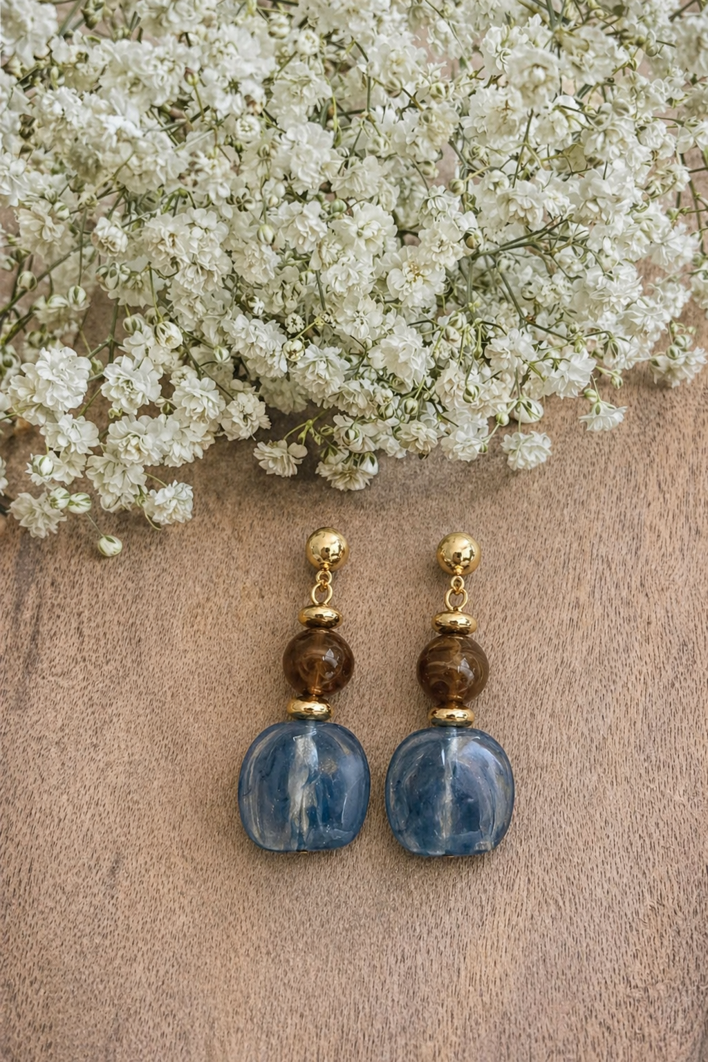 Beautiful Blue and Brown Drop Earring