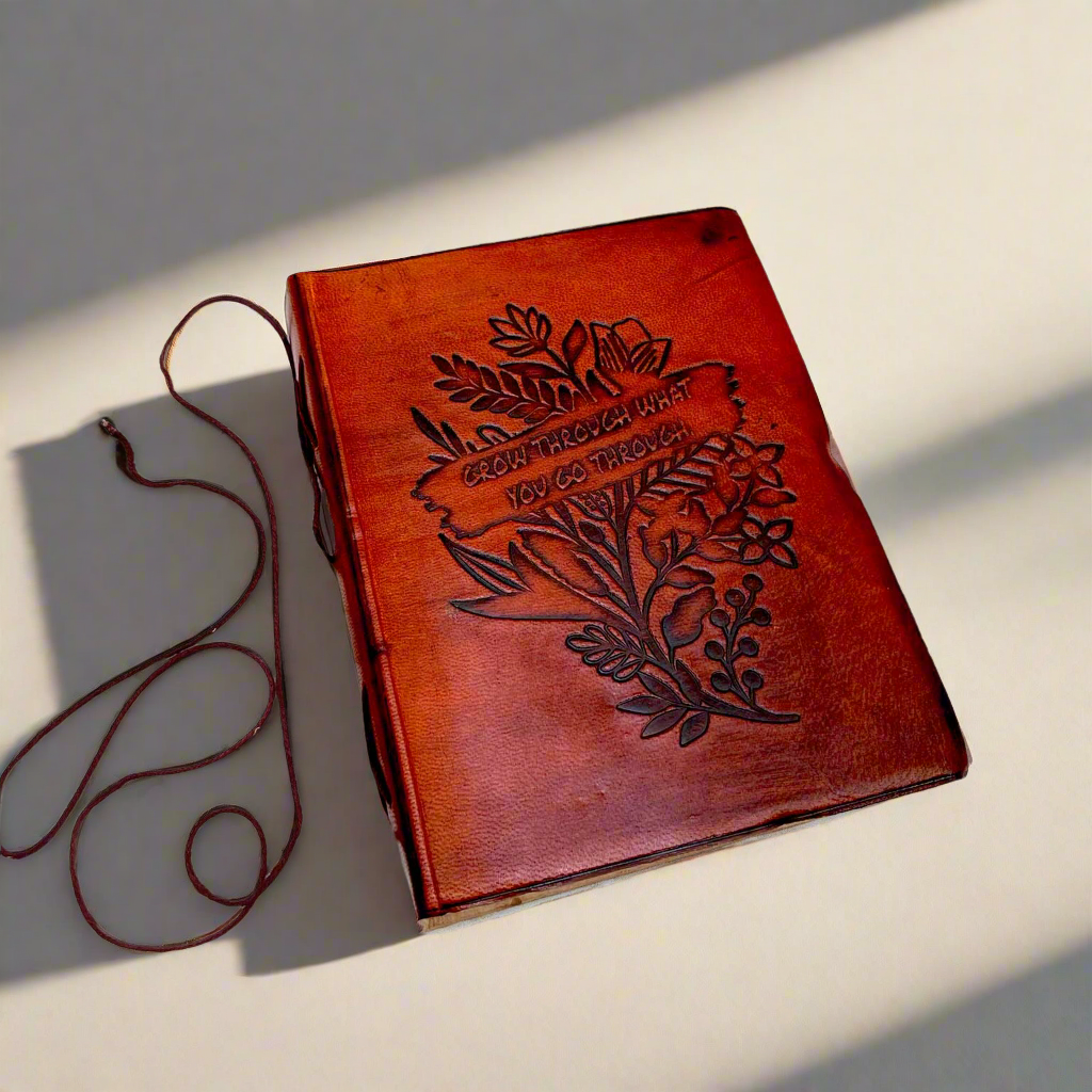 "Grow Through What You Go Through" Leather Journal - Your Healing Partner