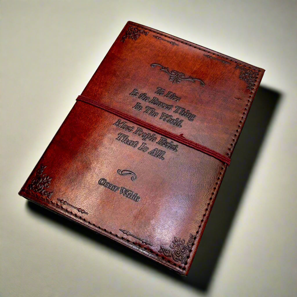 Oscar Wilde Refillable Leather Journal - "To Live Is The Rarest Thing" Quote