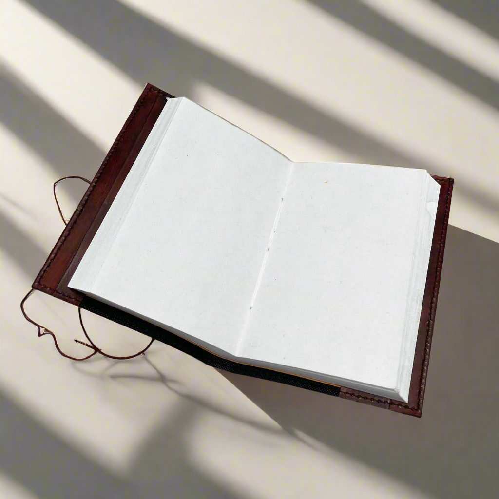 Space Odyssey Refillable Leather Journal with Solar System Design & Cobalt Stone