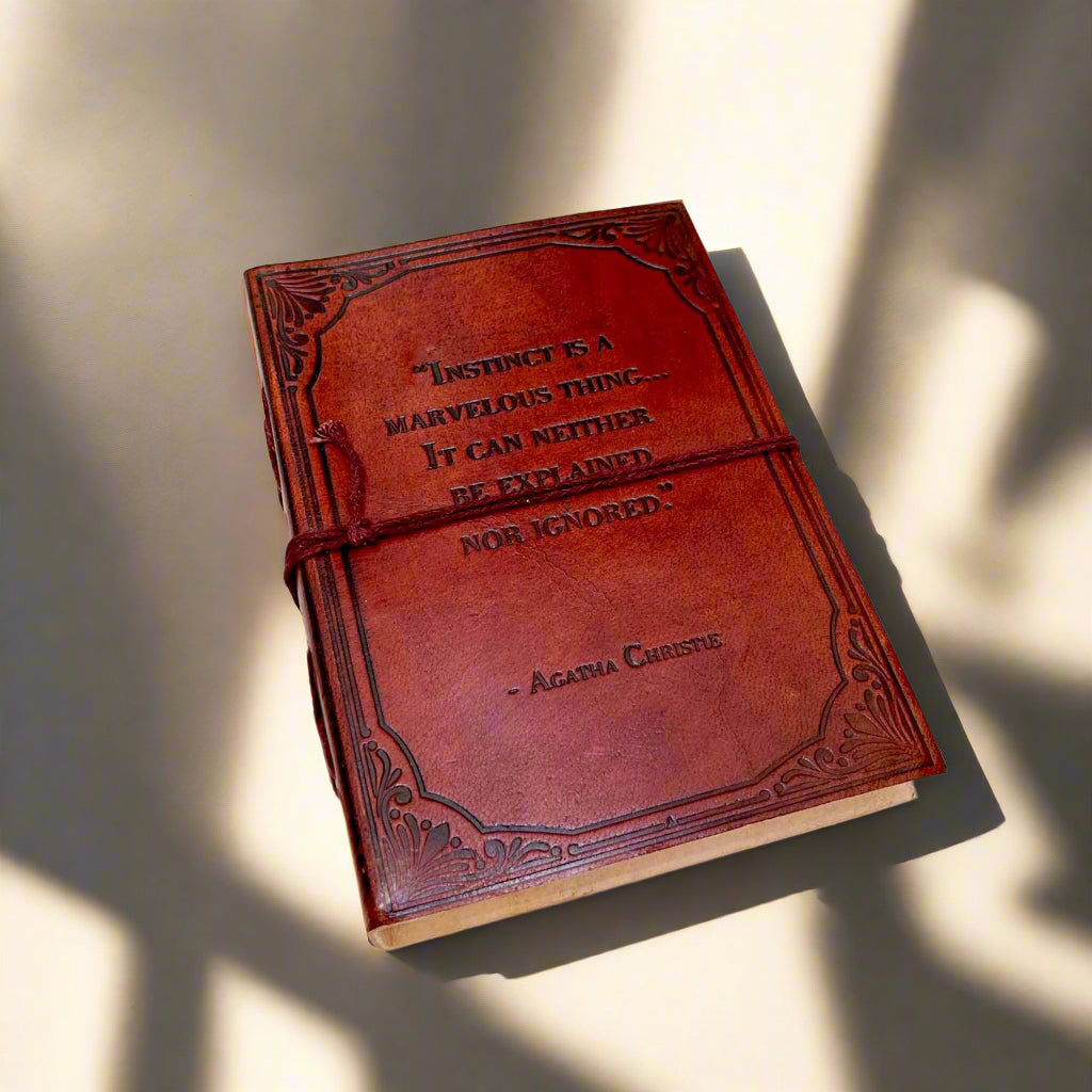Agatha Christie Quote Leather Journal - "Instinct Is a Marvelous Thing"