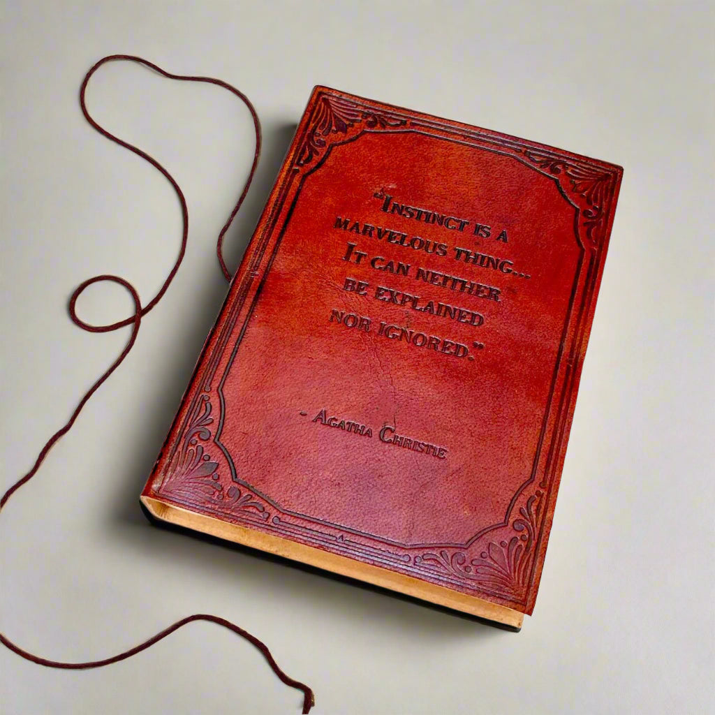 Agatha Christie Quote Leather Journal - "Instinct Is a Marvelous Thing"