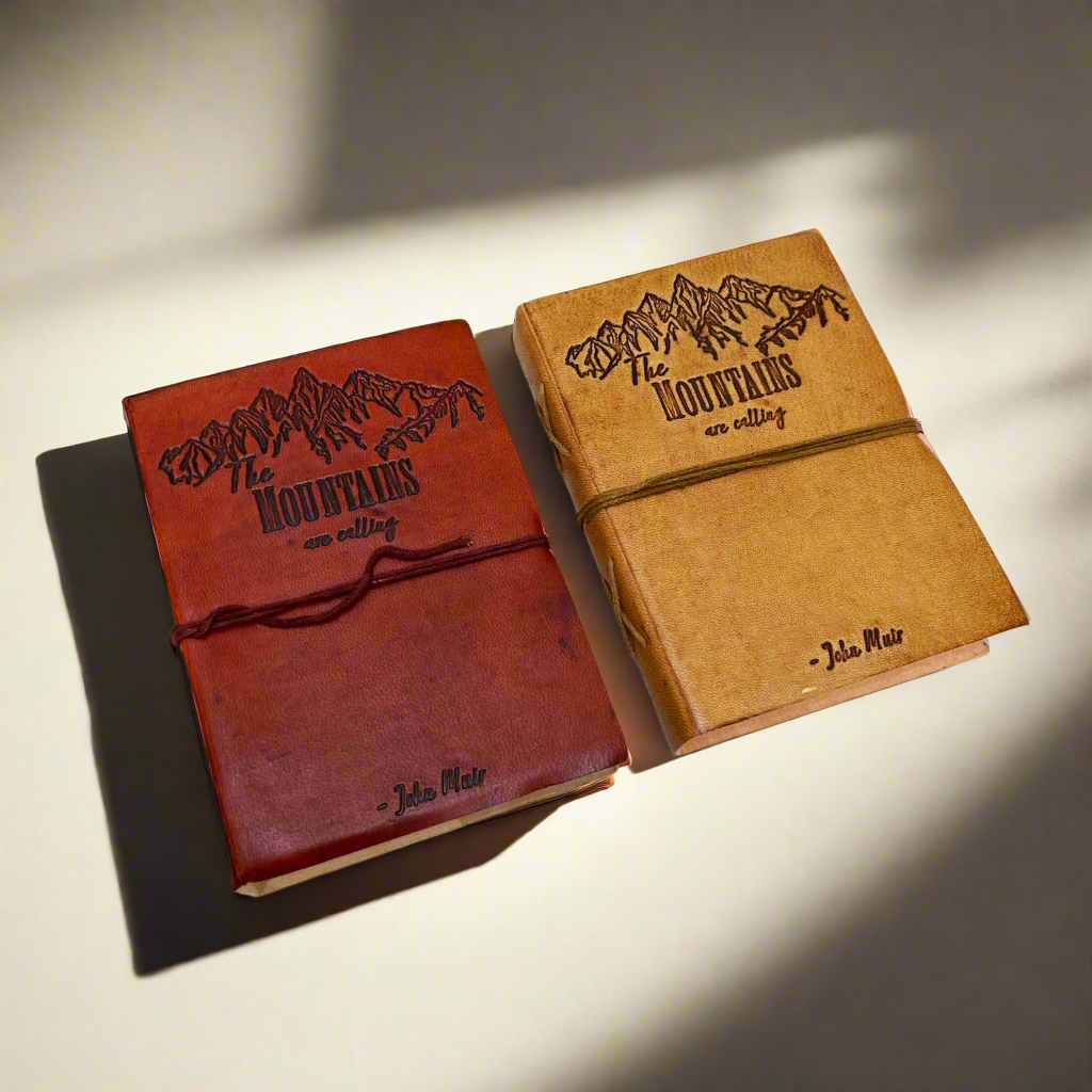 John Muir Quote Leather Journal - "The Mountains Are Calling" Adventure Diary