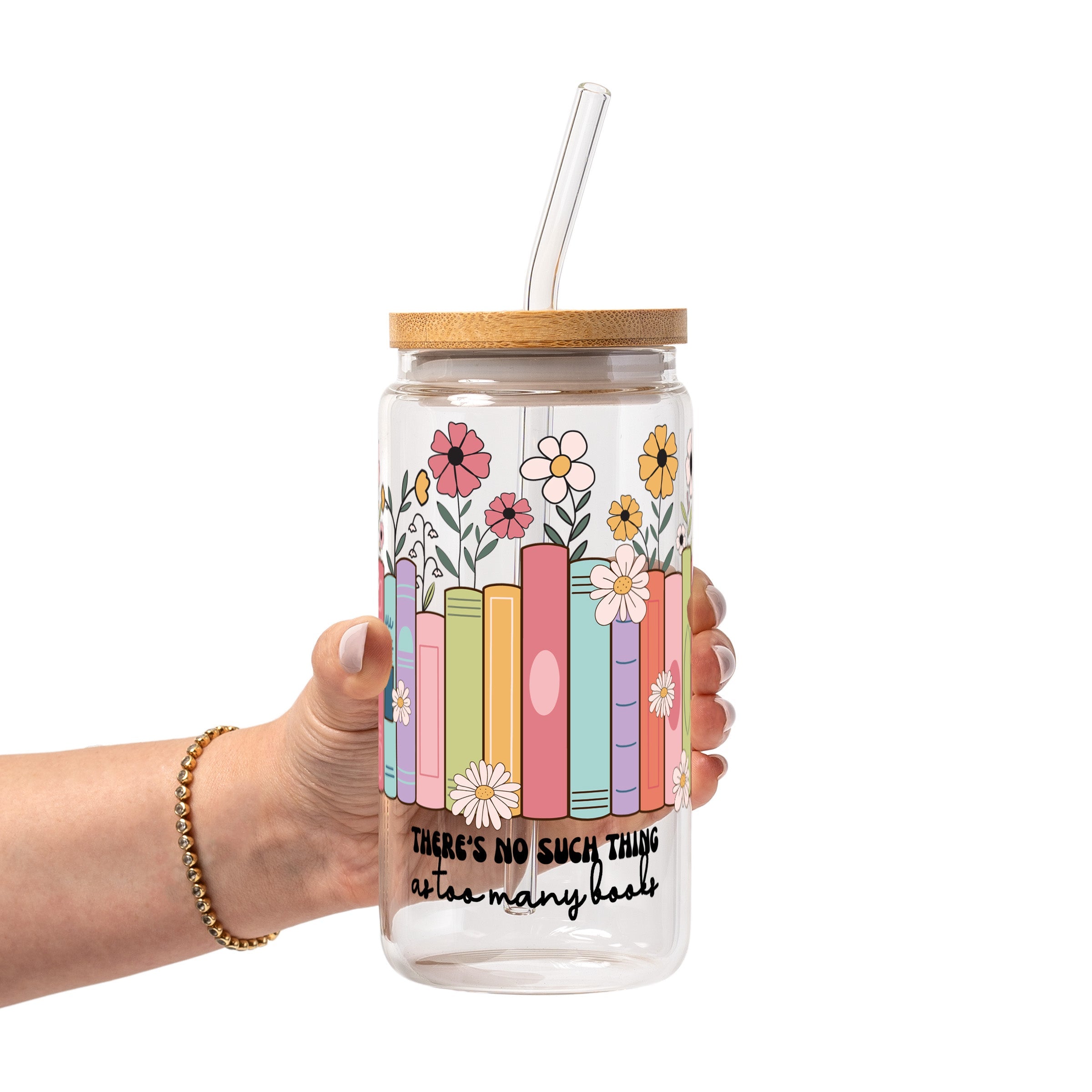 No Such Thing As Too Many Books Glass Cup