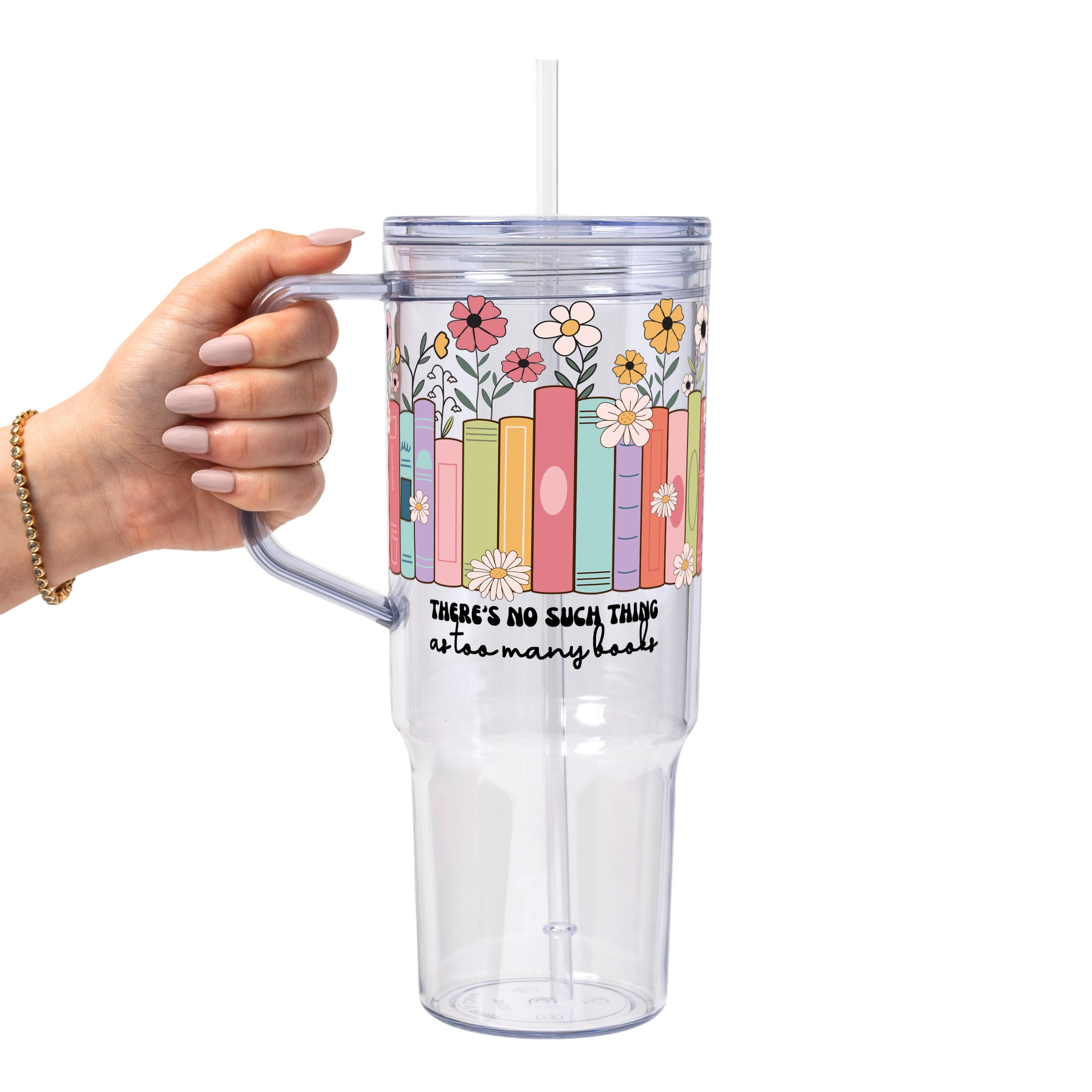 No Such Thing As Too Many Books Glass Cup