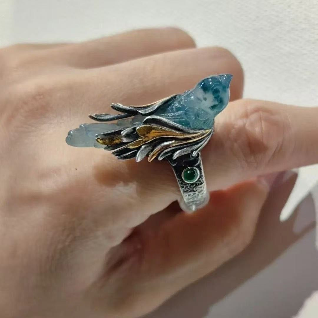 Women's Vintage Flying Bird Chinese Ancient Style Design High-grade Rings