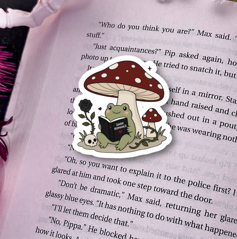 Dark Romance Reading Frog Holographic Sticker