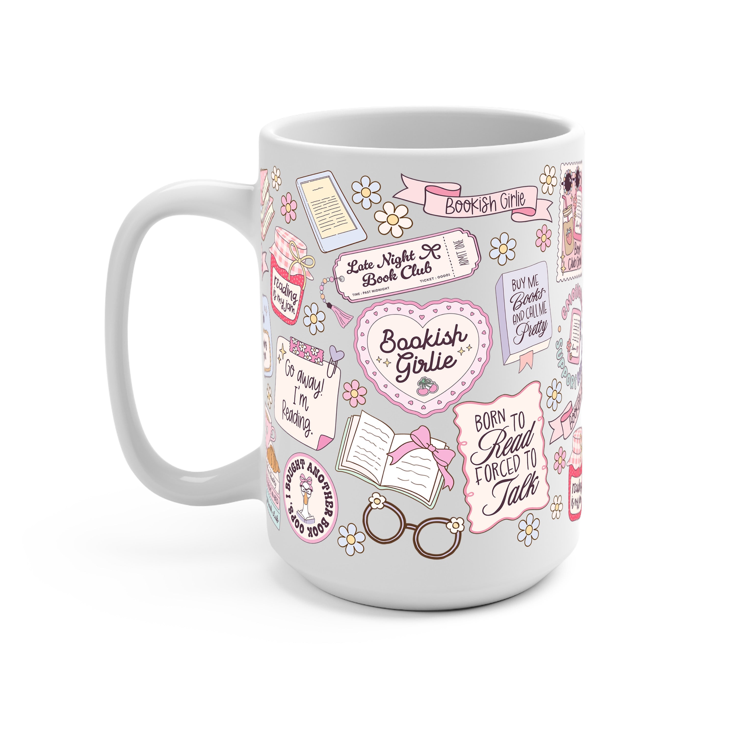 Bookish Girly Glass Cup