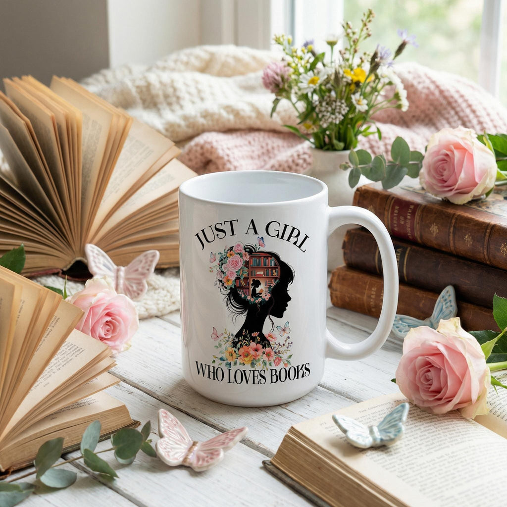 Book Lover Coffee Mug – Floral Book Mug | Ceramic, Microwave Safe Gift