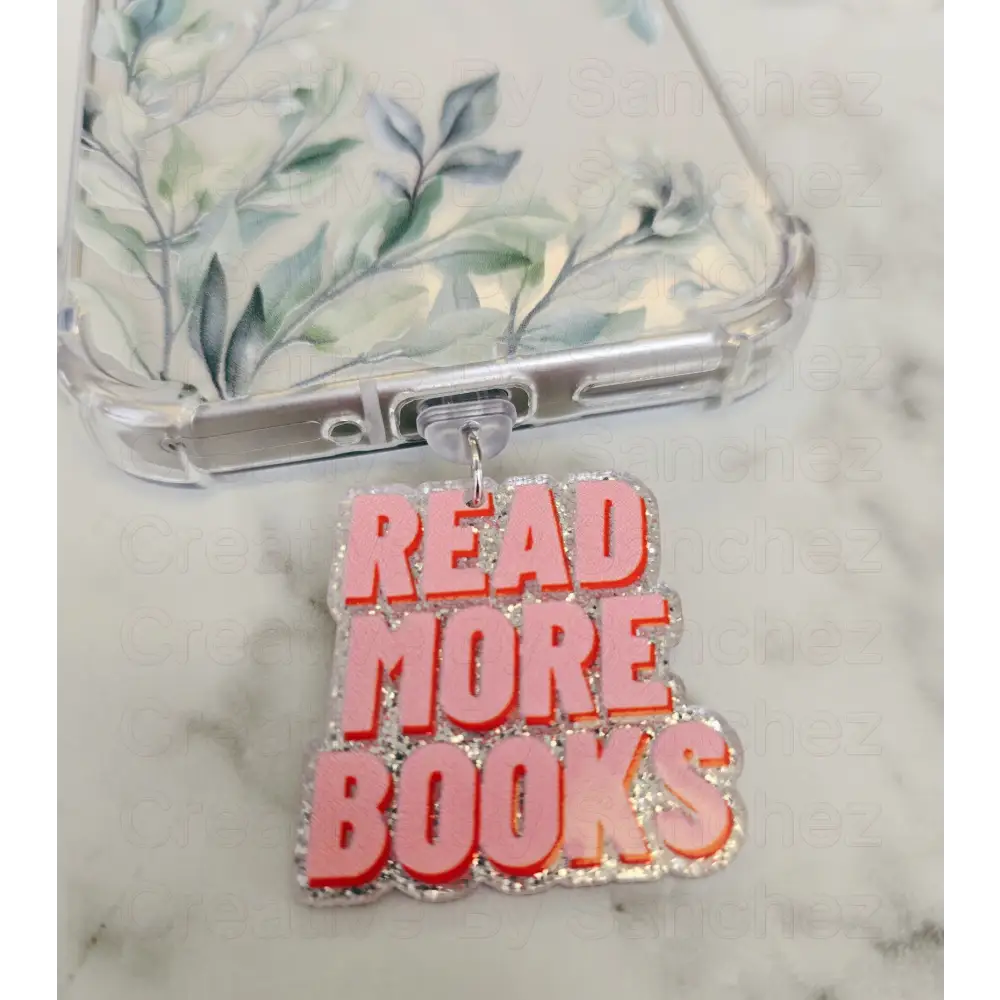 Read More Books—Acrylic Book–USB-C Dust Plug Charm for Kindle, Phones, and Tablets