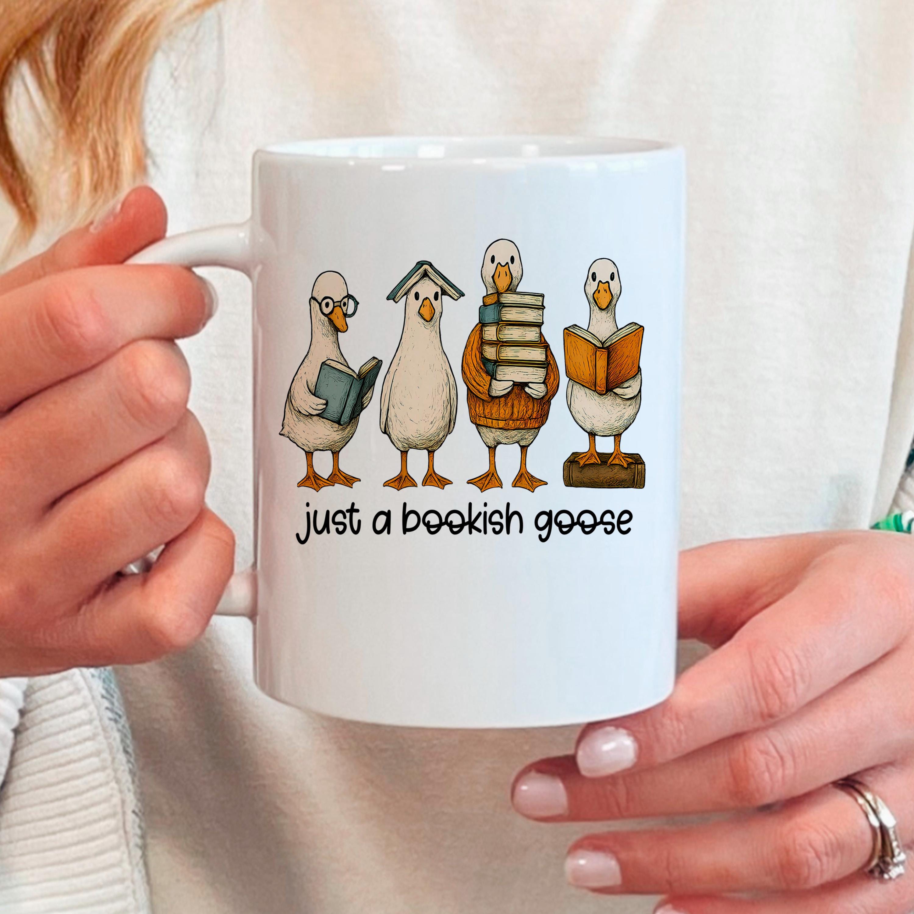 Bookish Goose Coffee Mug - Funny Book Lover Gift | Quirky Ceramic 11 oz or 15 oz