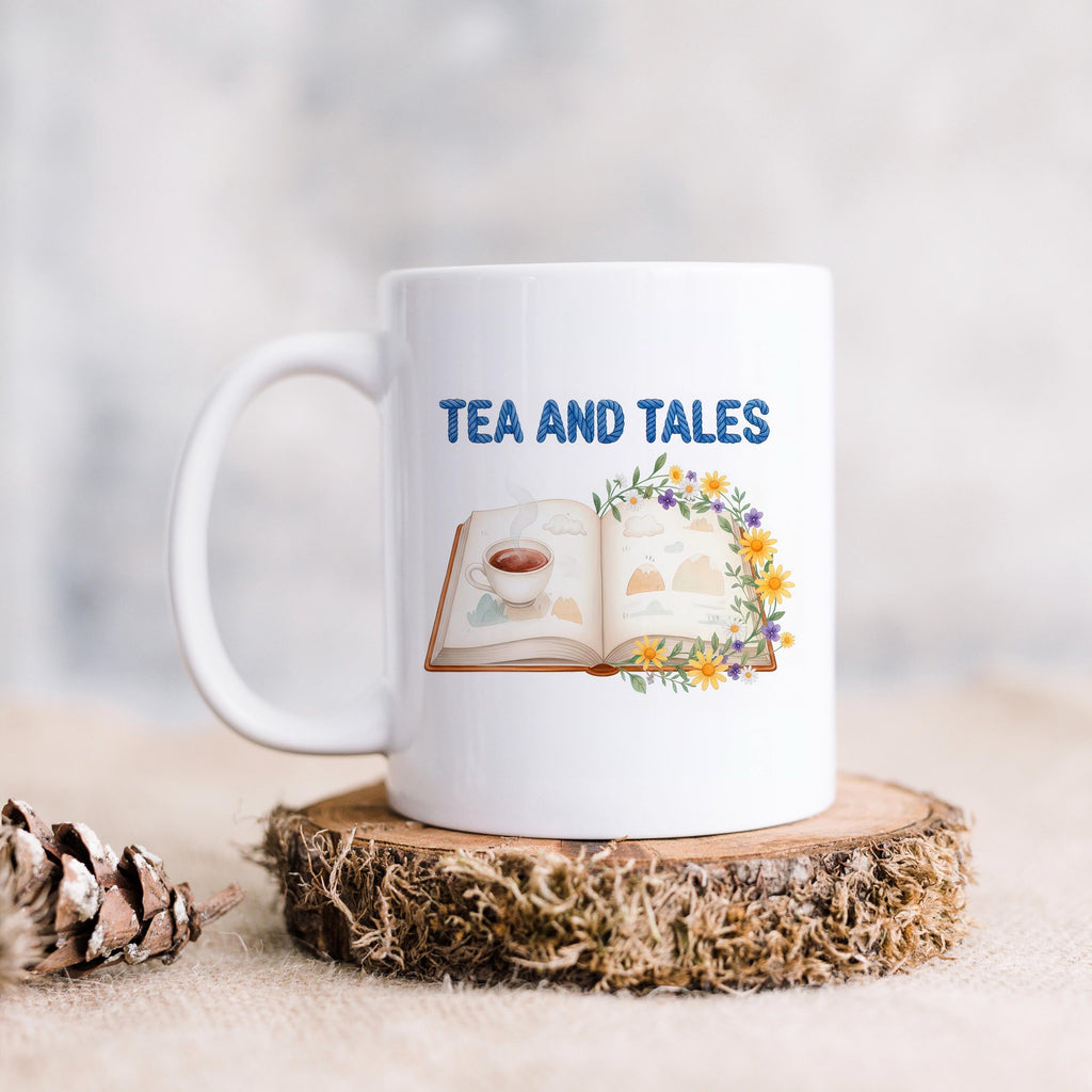 Tea and Tales Mug – Cozy Reader Mug | Book Lover Gift | Ceramic Tea Cup 11oz/15oz