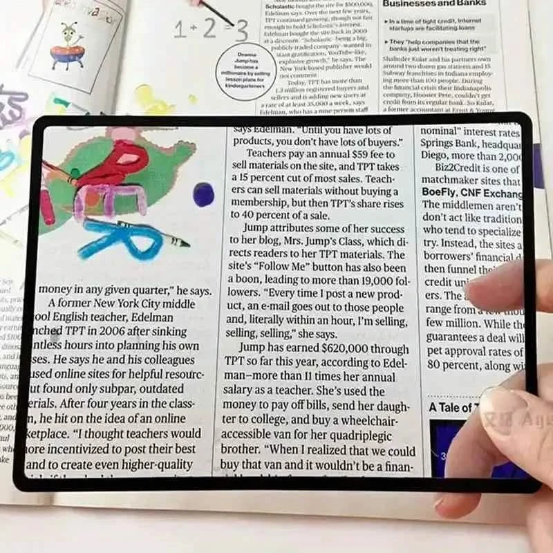 Book Page Magnification 180X120mm - Ultra Thin Convenient PVC Magnifier