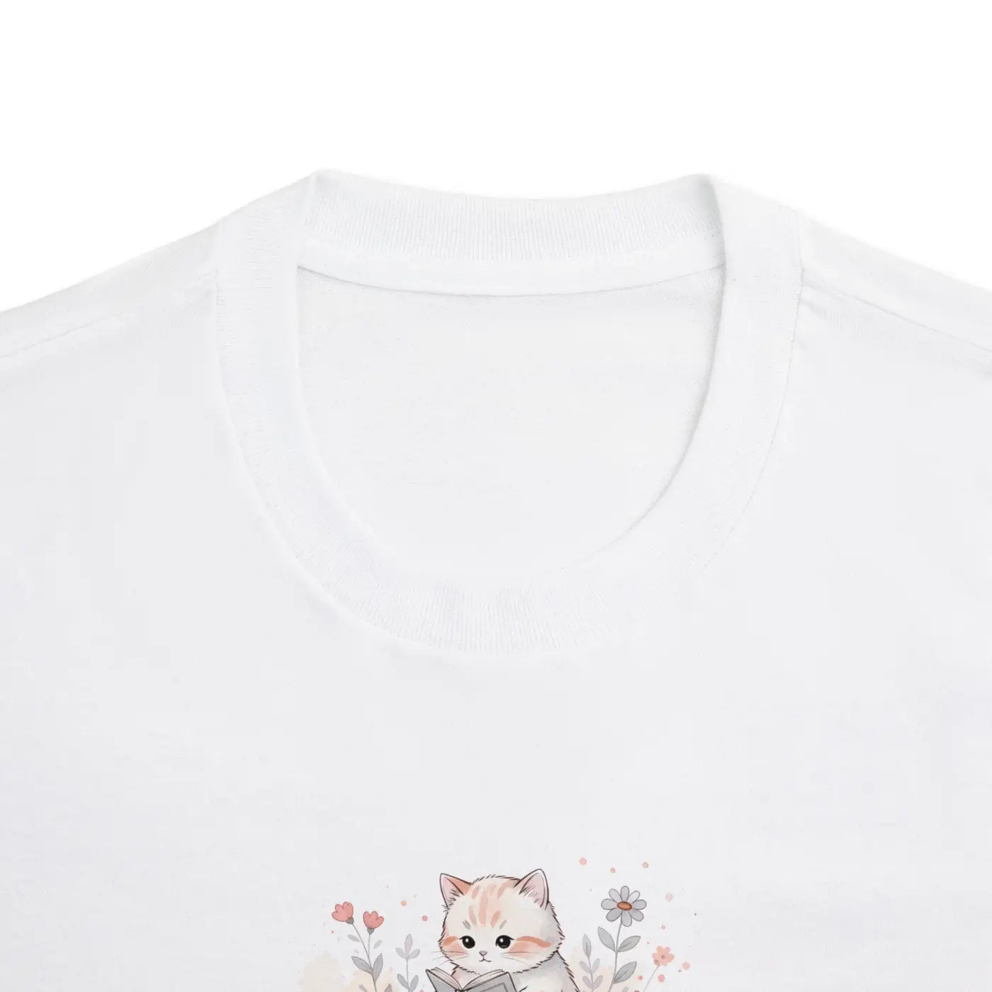 DipaliZ Bookish Cat Tee Watercolor Literary Design Cotton