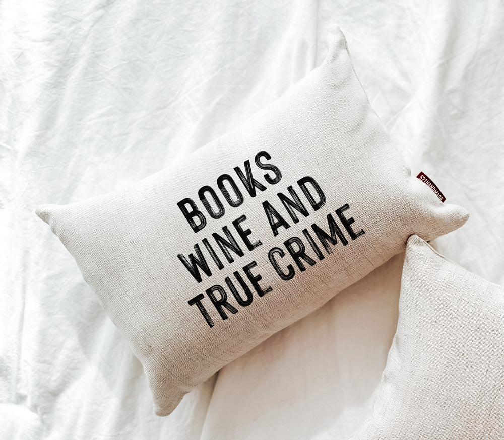 Book Pillow - Books, Wine, & True Crime