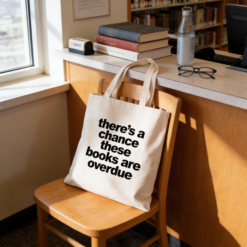 Book Bag, Overdue Library Books Funny Canvas Tote Bag