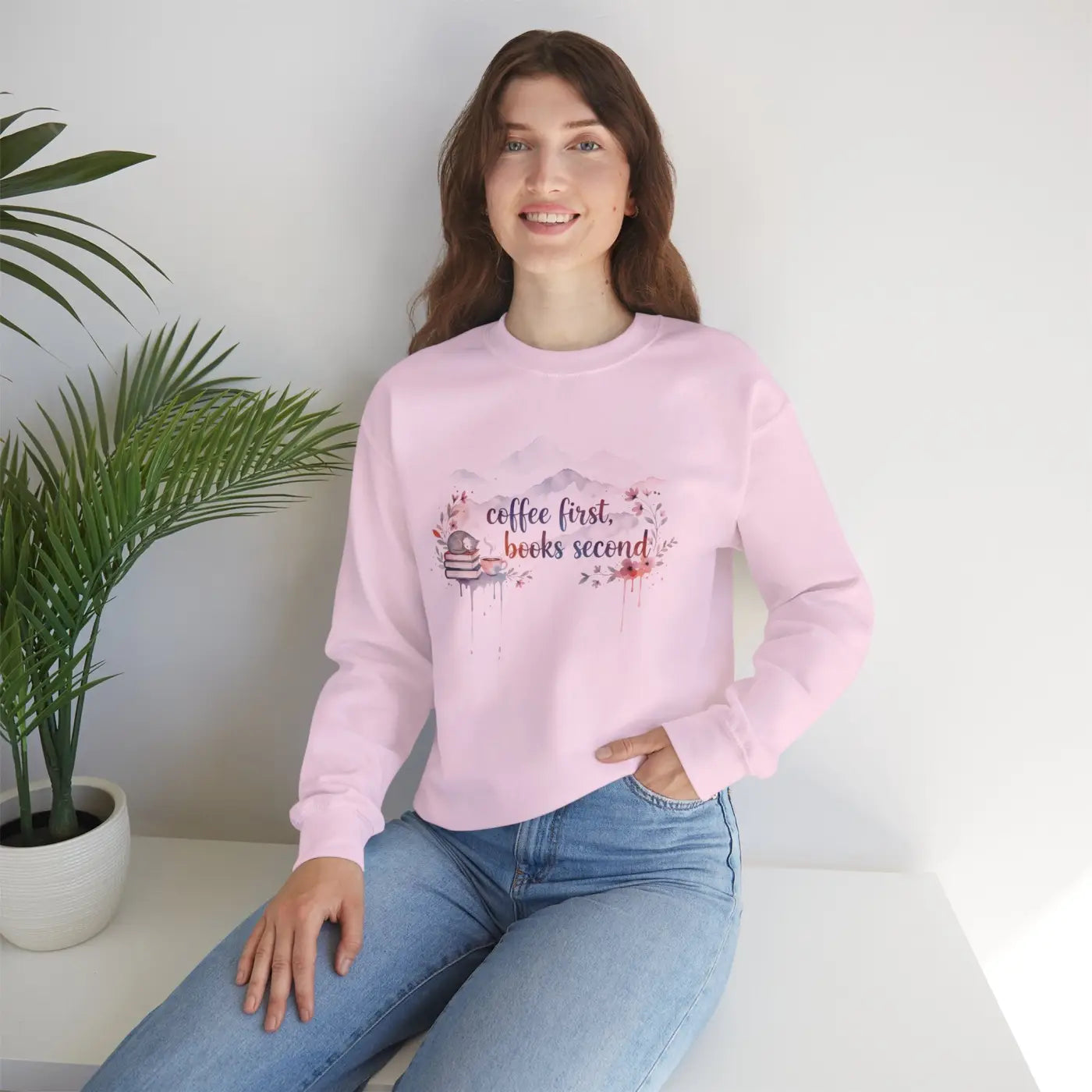 DipaliZ Books Second Sweatshirt Cozy Reader Crewneck