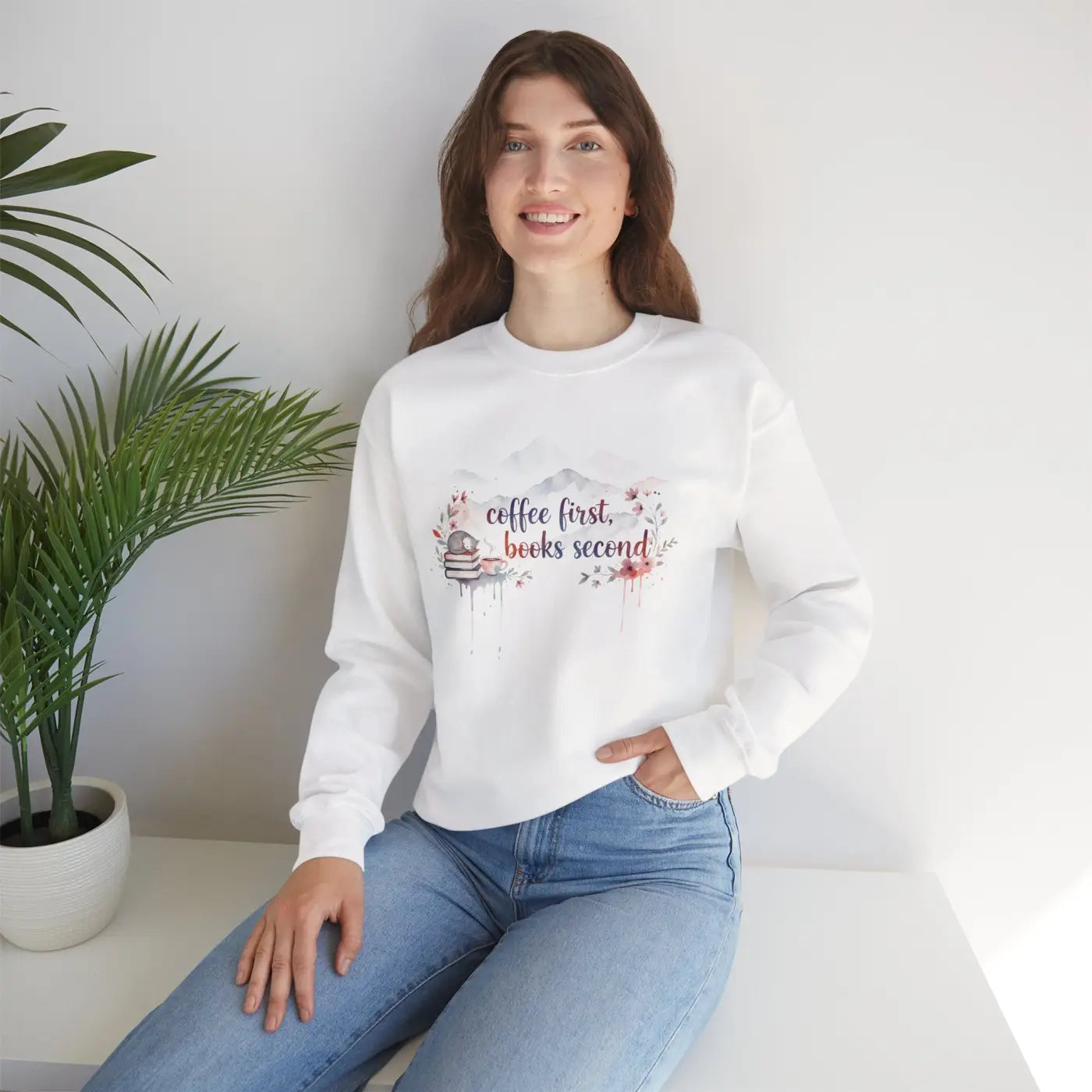 DipaliZ Books Second Sweatshirt Cozy Reader Crewneck