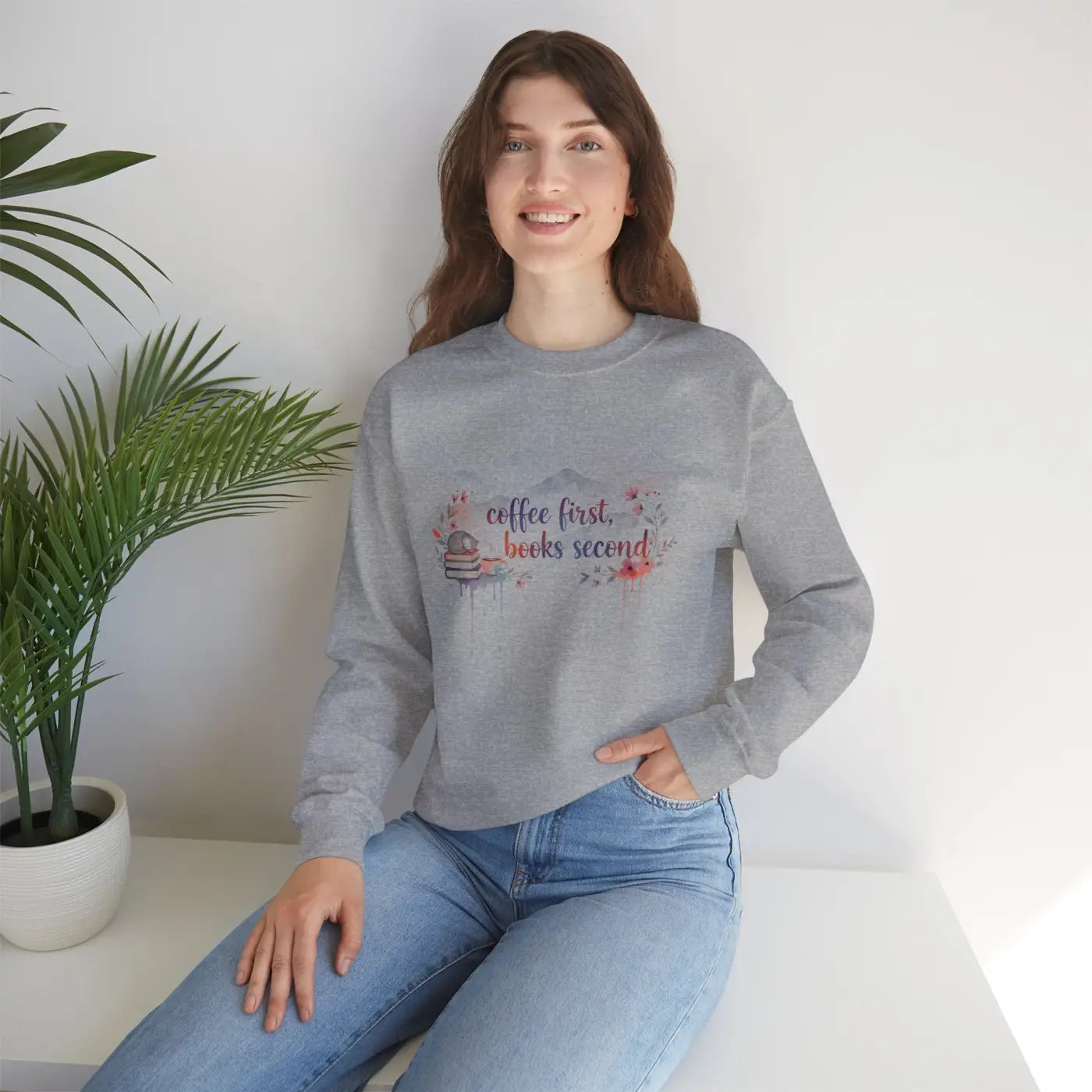 DipaliZ Books Second Sweatshirt Cozy Reader Crewneck