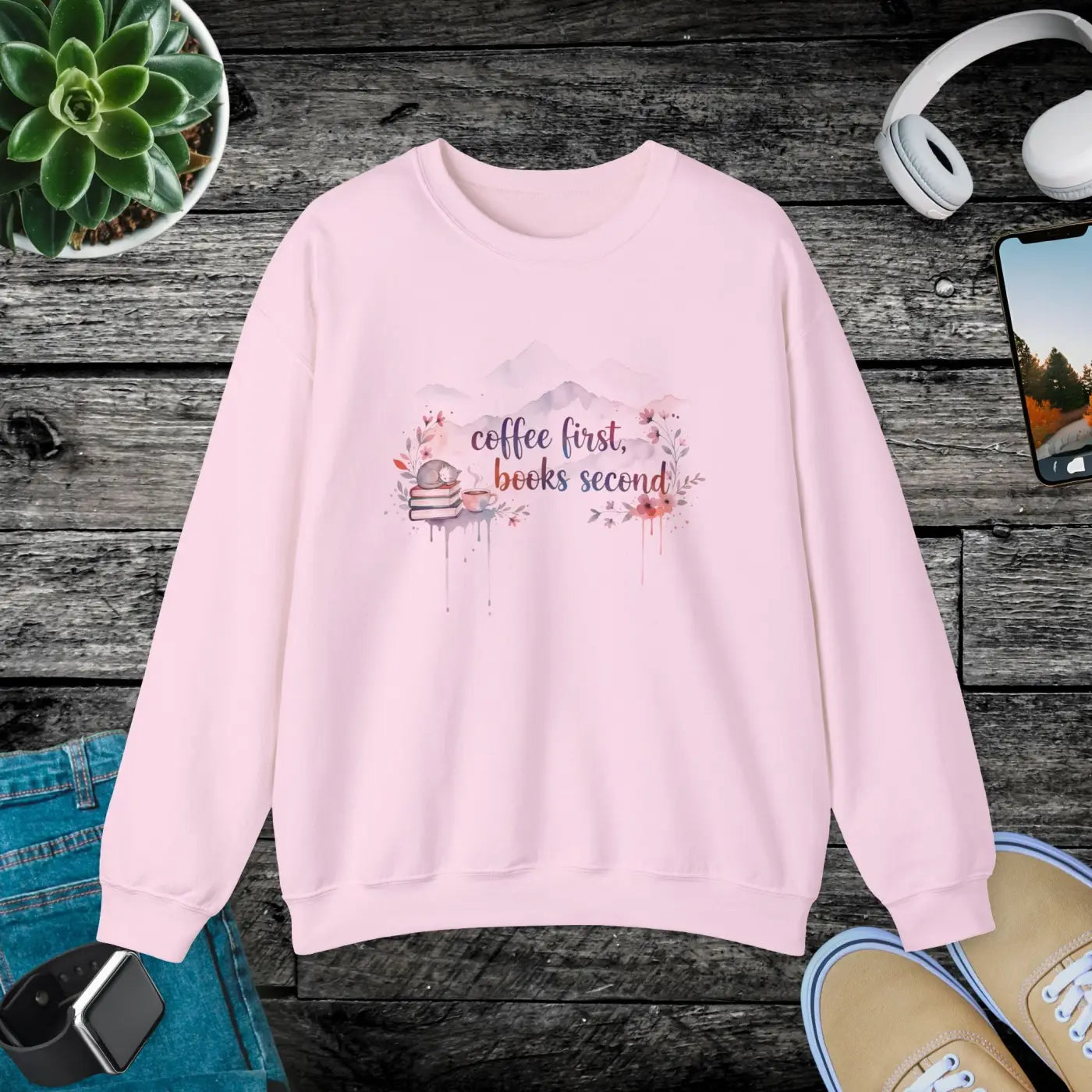 DipaliZ Books Second Sweatshirt Cozy Reader Crewneck