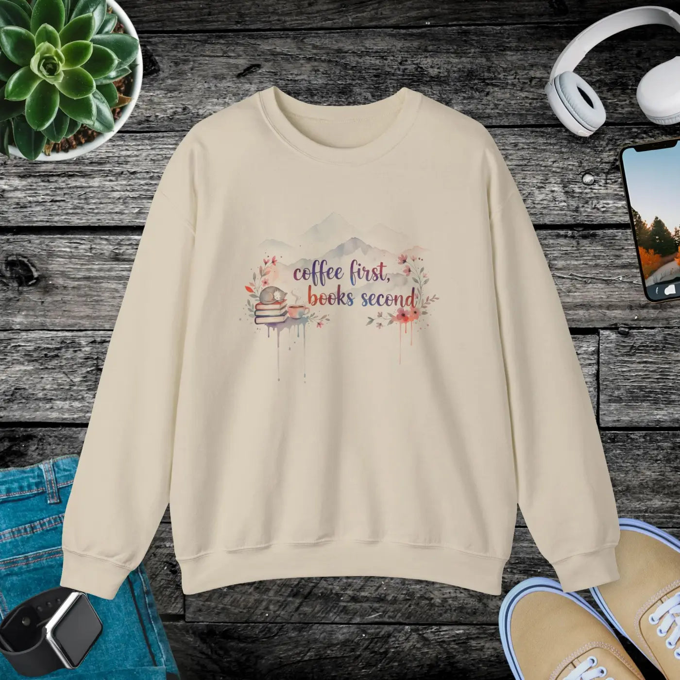 DipaliZ Books Second Sweatshirt Cozy Reader Crewneck