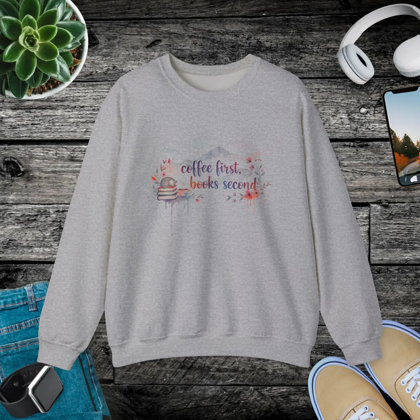 DipaliZ Books Second Sweatshirt Cozy Reader Crewneck