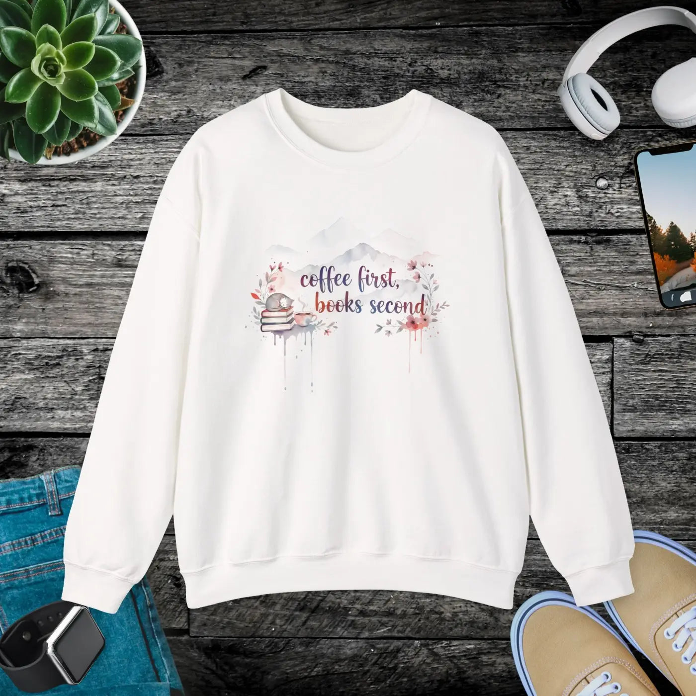 DipaliZ Books Second Sweatshirt Cozy Reader Crewneck