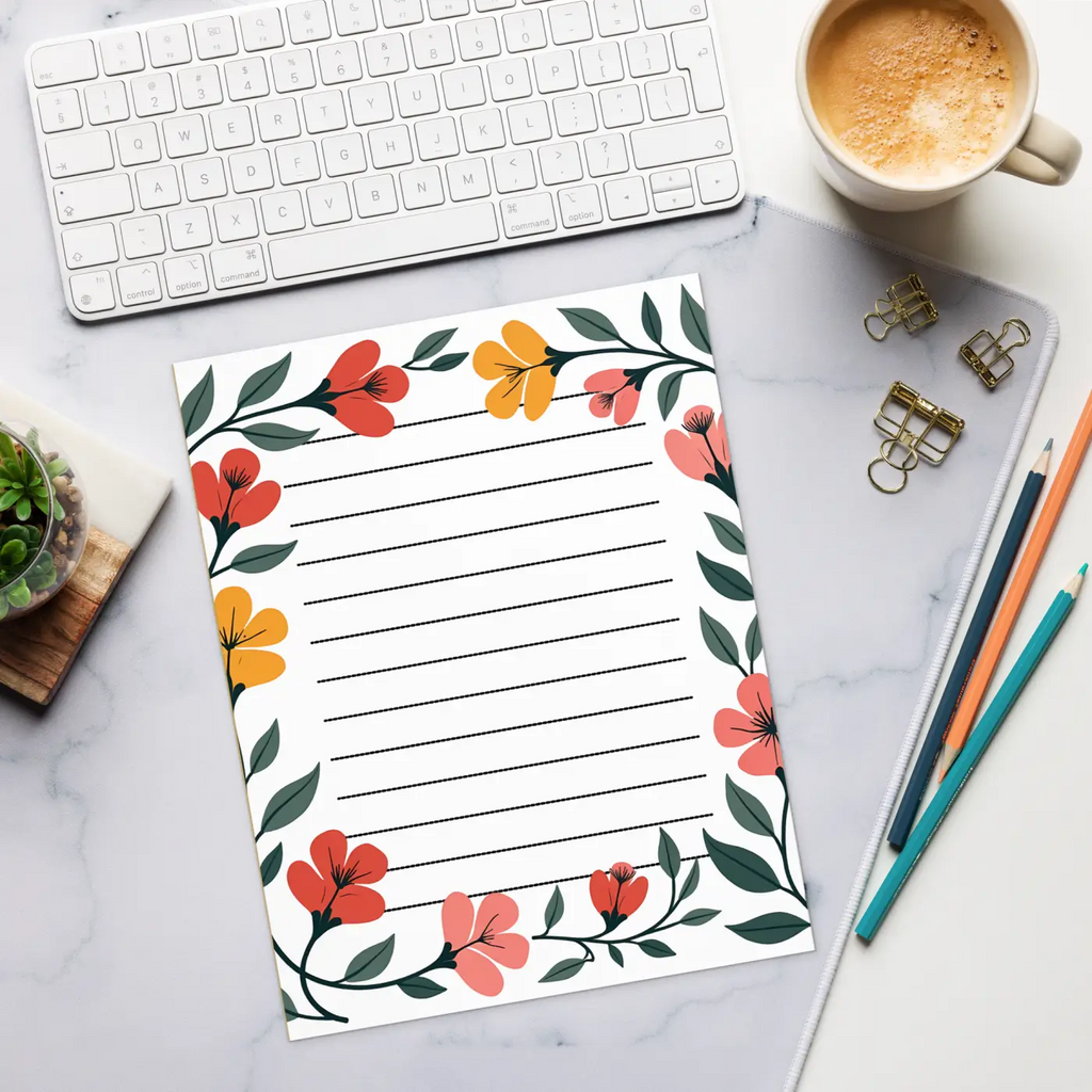 DipaliZ Floral Border Notepad Spark Creativity 6x8