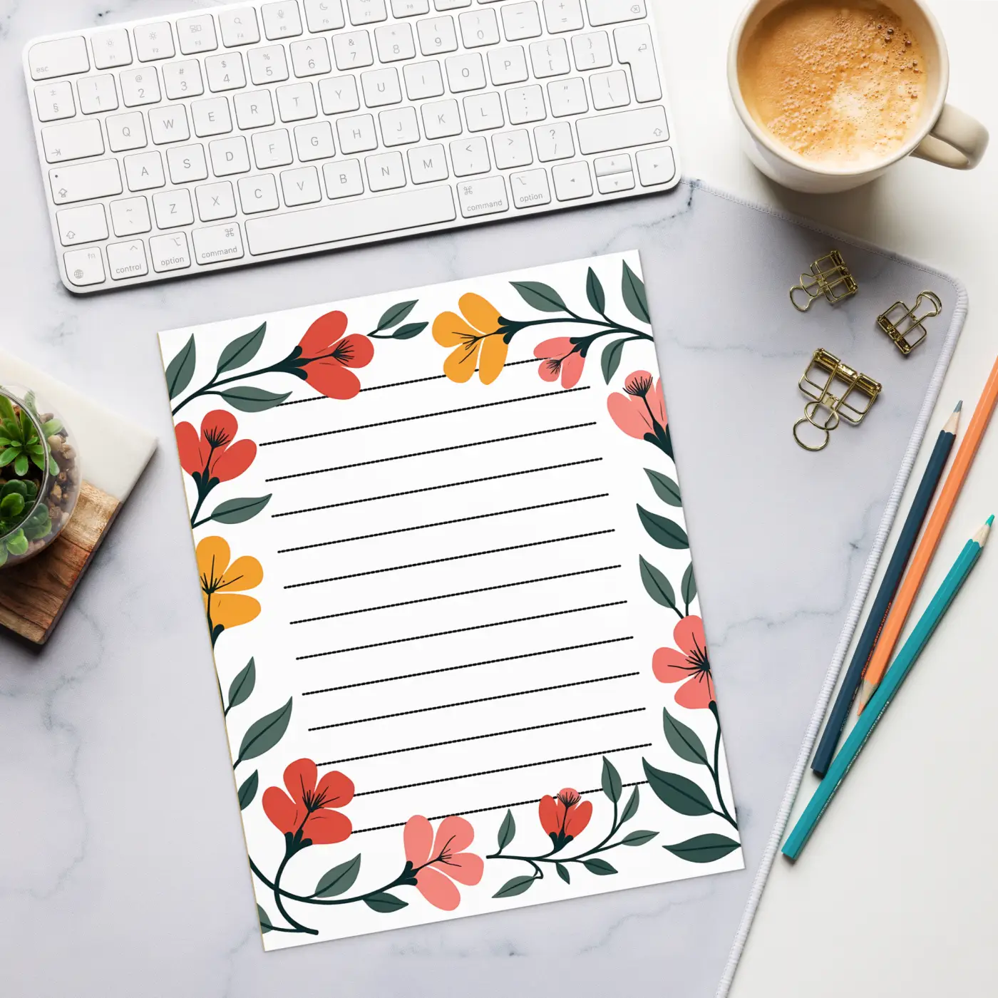 DipaliZ Floral Border Notepad Spark Creativity 6x8