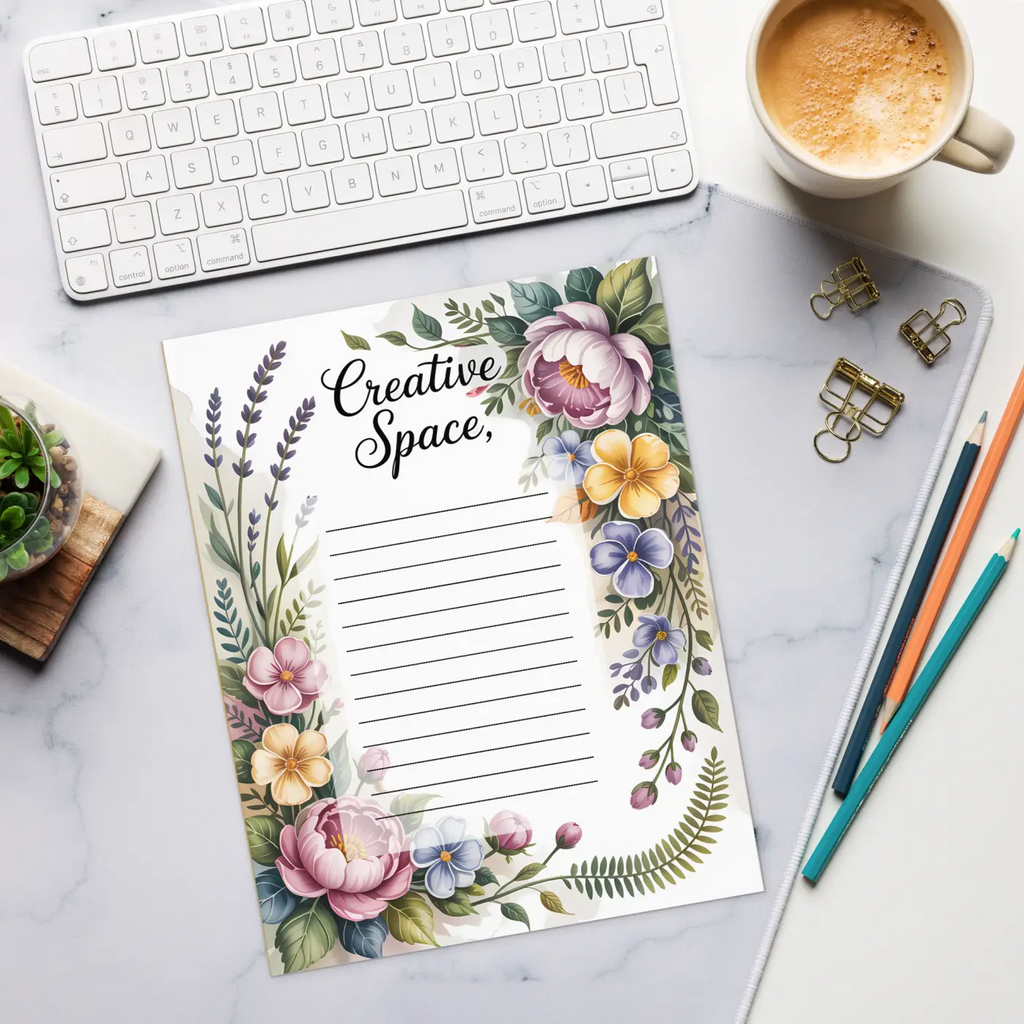 DipaliZ Floral Notepad Creative Space 8.5x11 Writing Pad