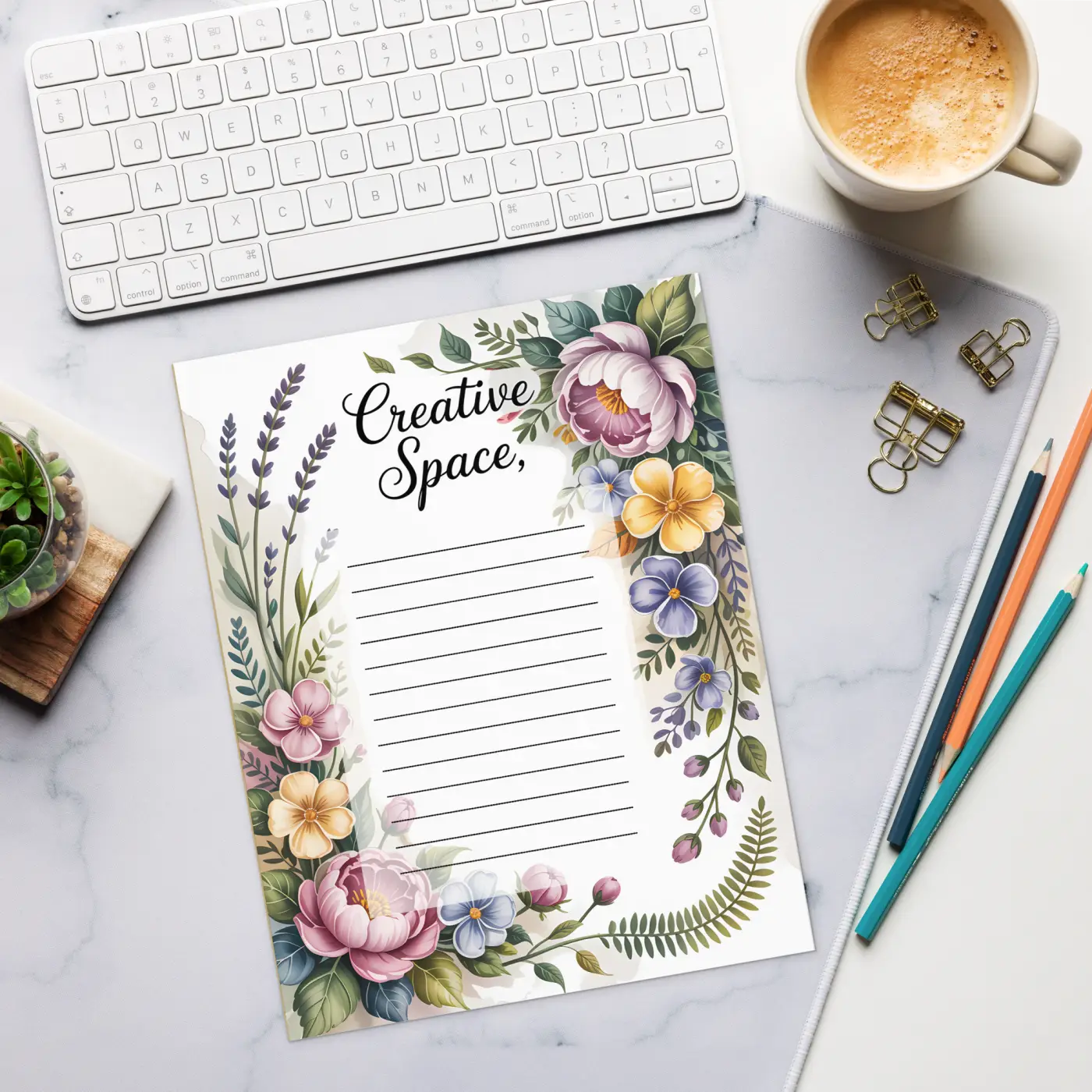 DipaliZ Floral Notepad Creative Space 8.5x11 Writing Pad