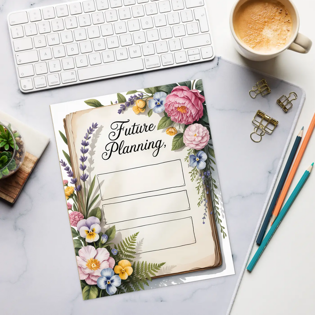 DipaliZ Flower Border Future Planning Notepad 8.5x11