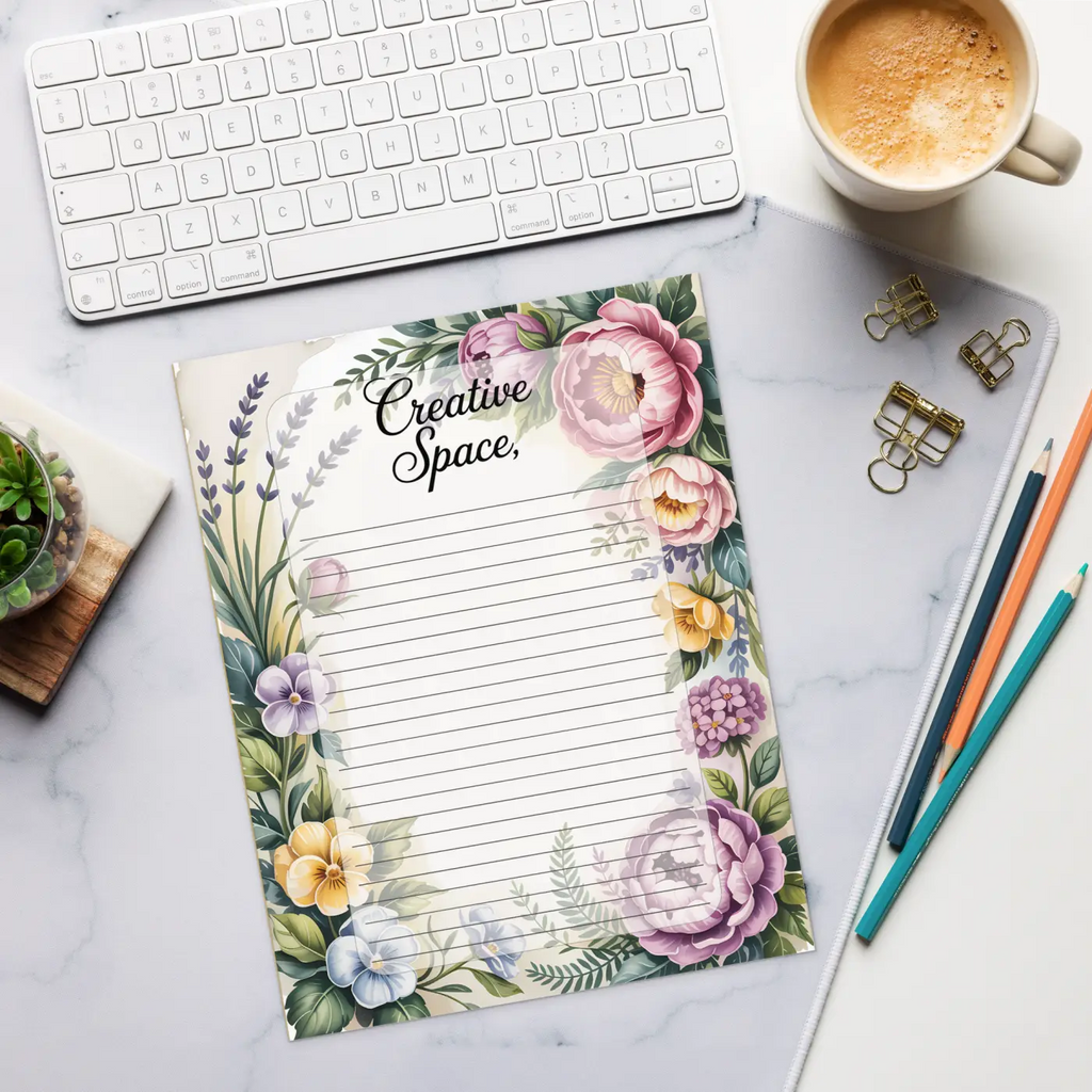 DipaliZ Creative Space Notepad Flower Border 8.5x11 Size