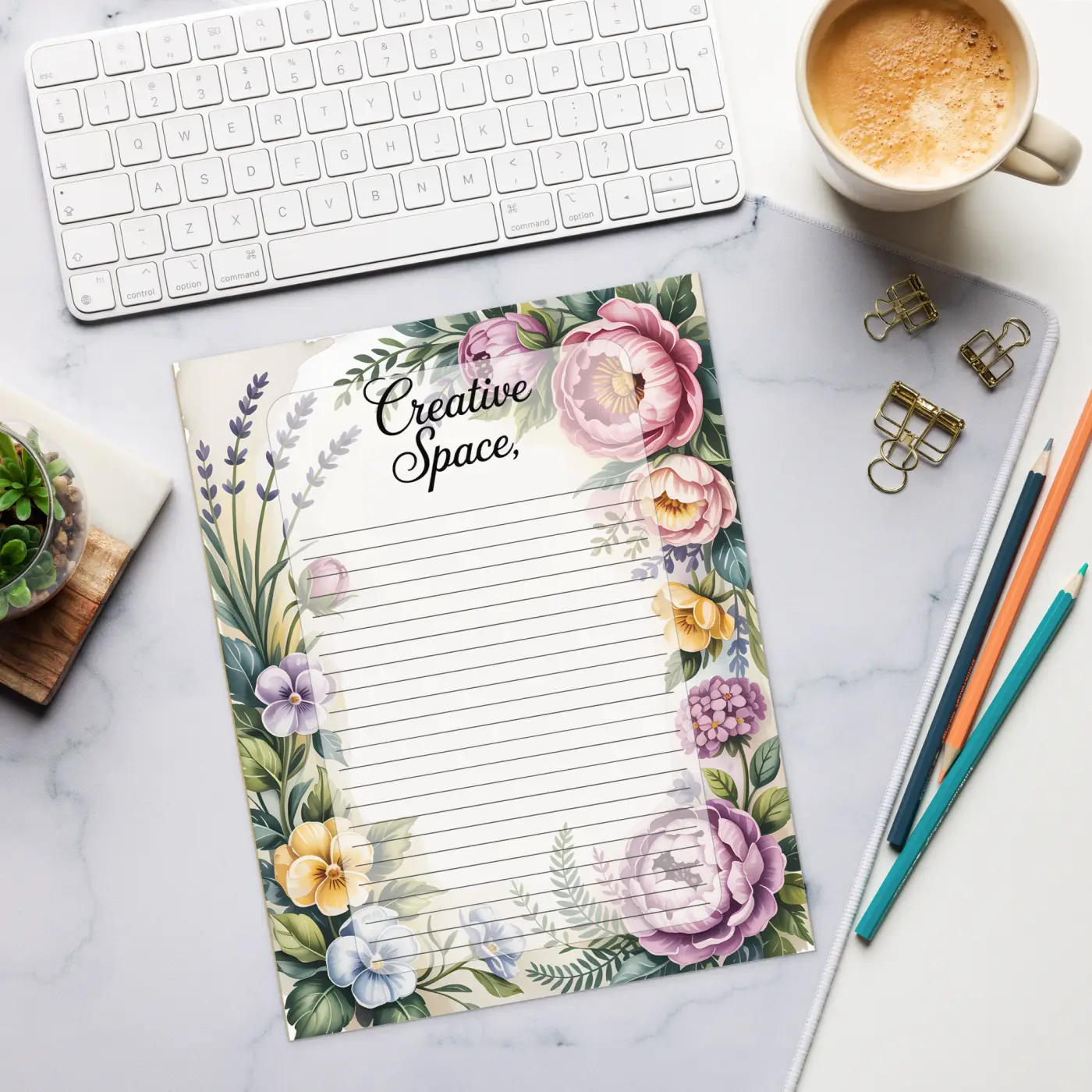 DipaliZ Creative Space Notepad Flower Border 8.5x11 Size