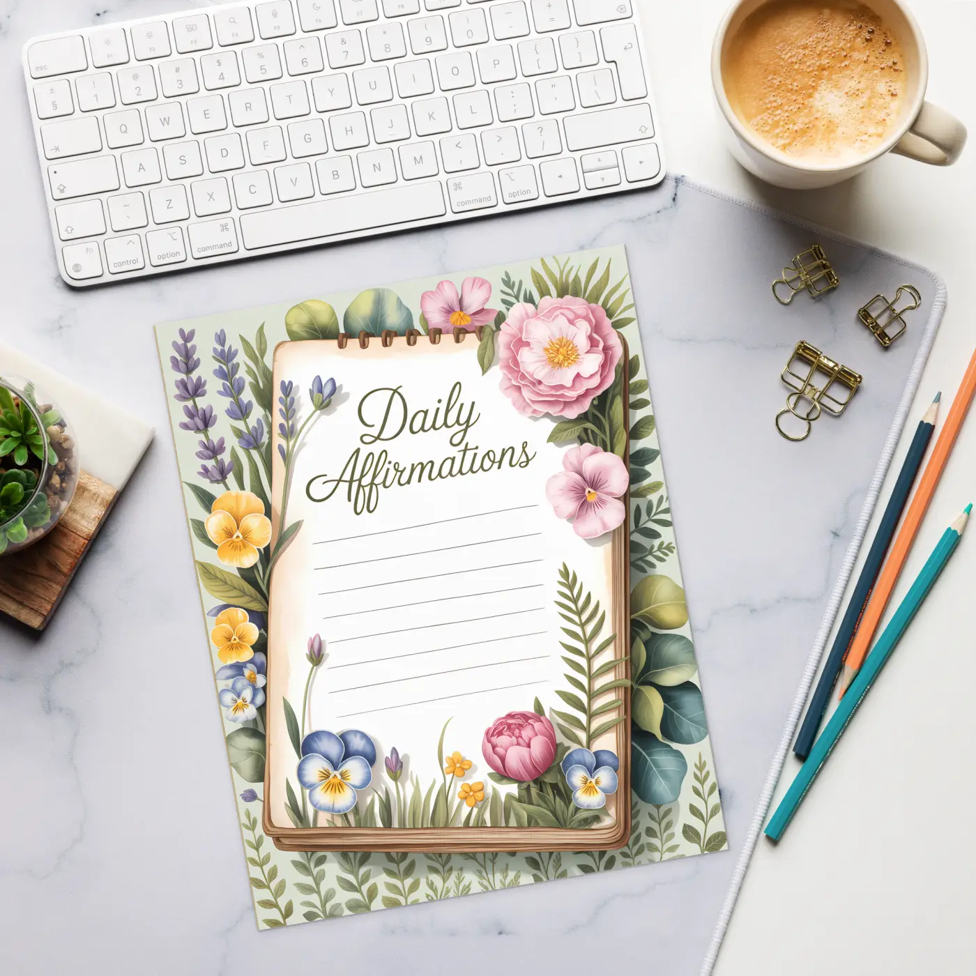 DipaliZ Floral Affirmations Notepad Boost - 8.5x11 Size