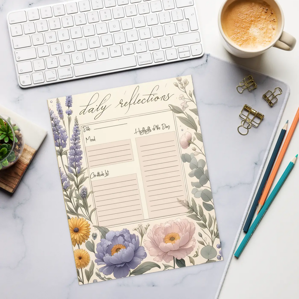 DipaliZ Floral Notepad Daily Reflections 8.5x11 Size