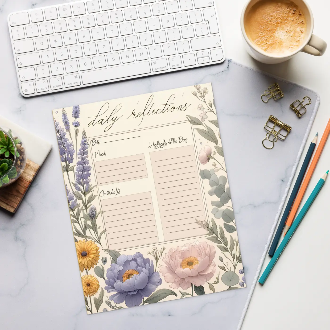 DipaliZ Floral Notepad Daily Reflections 8.5x11 Size